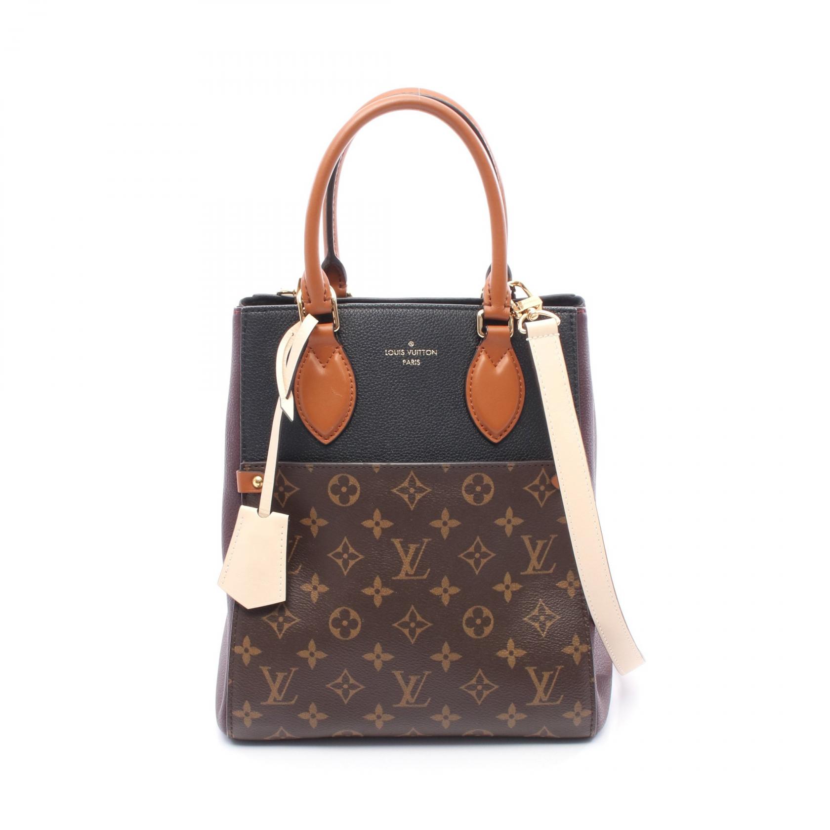 ルイ・ヴィトン LOUIS VUITTON フォールド トートMM モノグラム ノワール ワイン クレーム ハンドバッグ バッグ PVCコーティングキャンバス レザー モノグラム レディース ブラック系 / ボルドー系 / マルチカラー M45409 【中古】