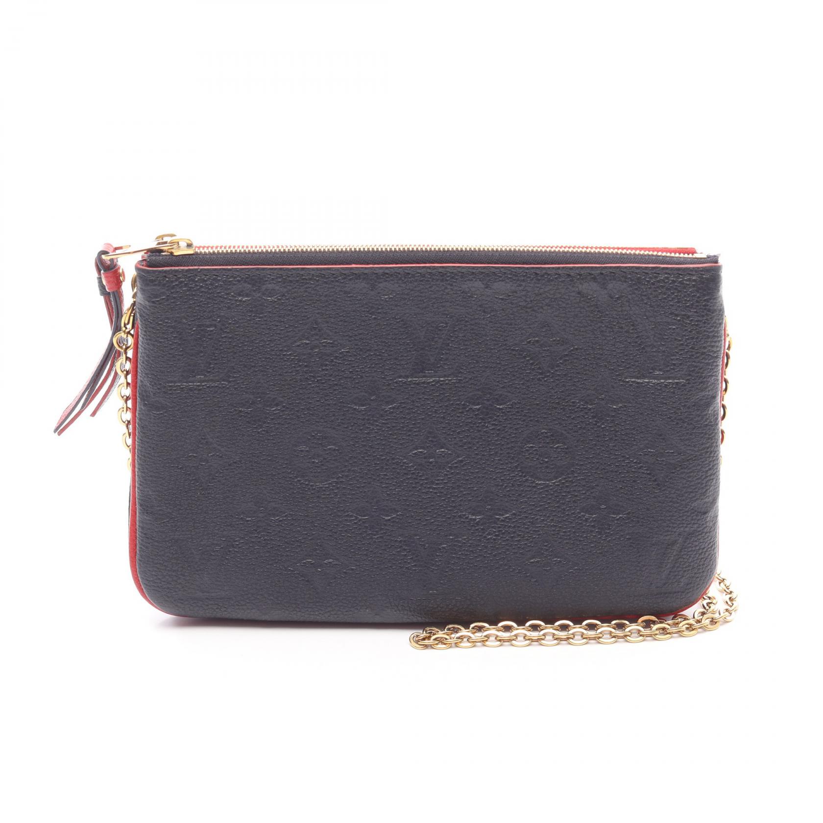 ルイ・ヴィトン LOUIS VUITTON ポシェット ドゥーブル ジップ モノグラムアンプラント マリーヌルージュ ショルダーバッグ バッグ レザー レディース ネイビー系 / レッド系 M63916 【中古】
