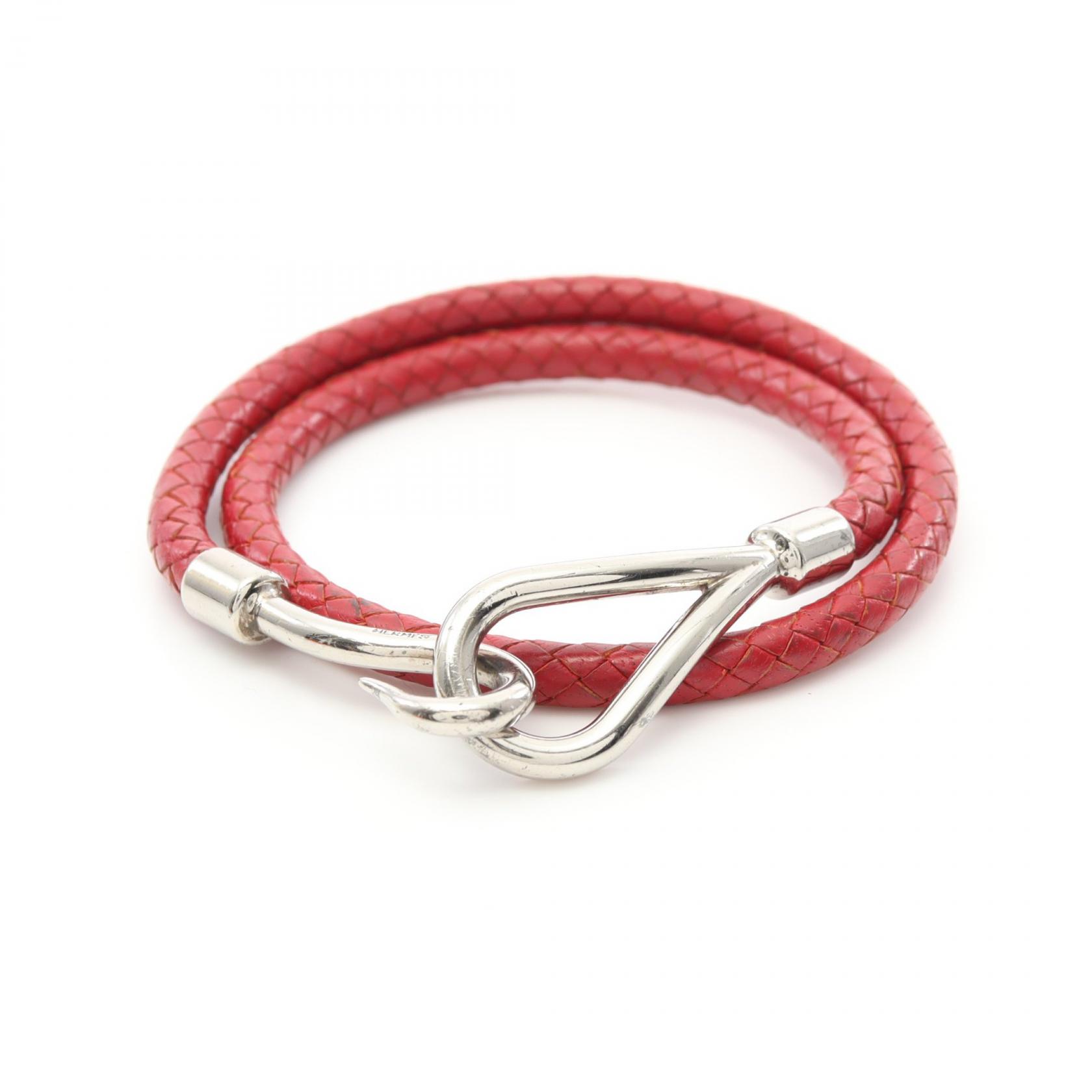 【15%OFFクーポン対象】エルメス HERMES ジャンボチョーカー ブレスレット アクセサリー レザー レディース レッド系 【中古】