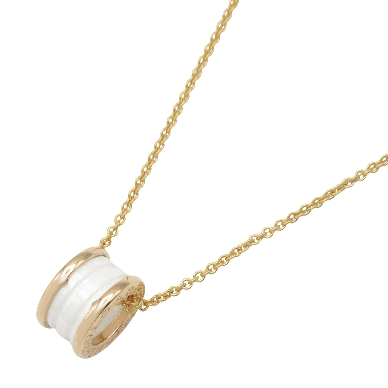 【10％OFFクーポン対象】ブルガリ BVLGARI B-zero1 ネックレス セラミック ネックレス ジュエリー K18PG（ピンクゴールド） セラミック メンズ レディース ホワイト系 【中古】