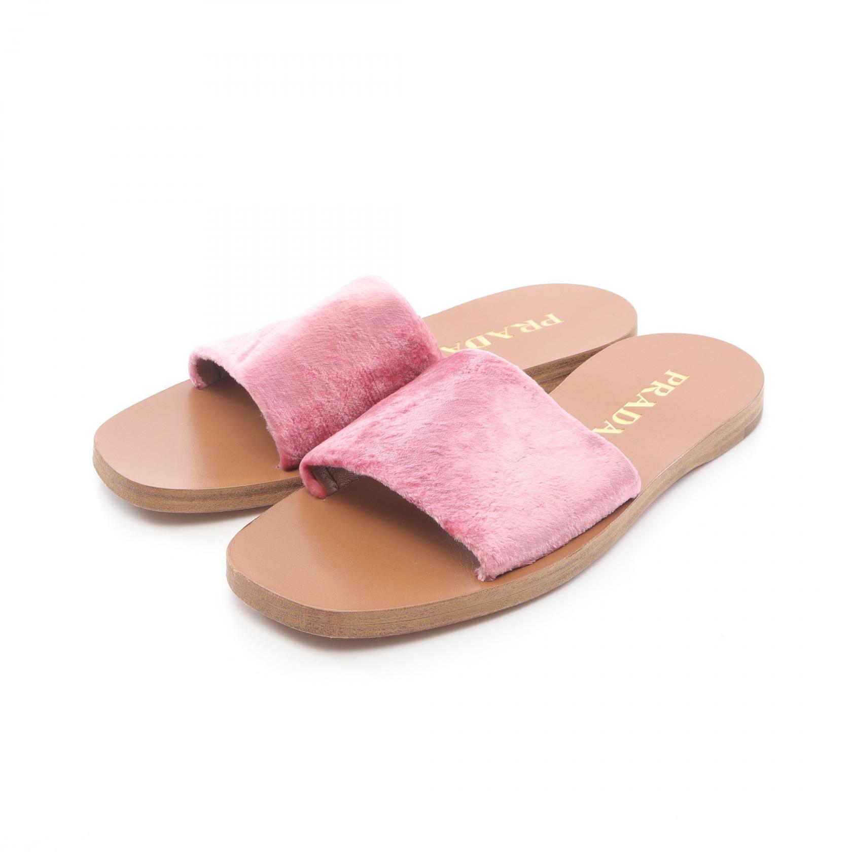 プラダ PRADA サンダル 靴 ファブリック レディース ピンク系 【中古】