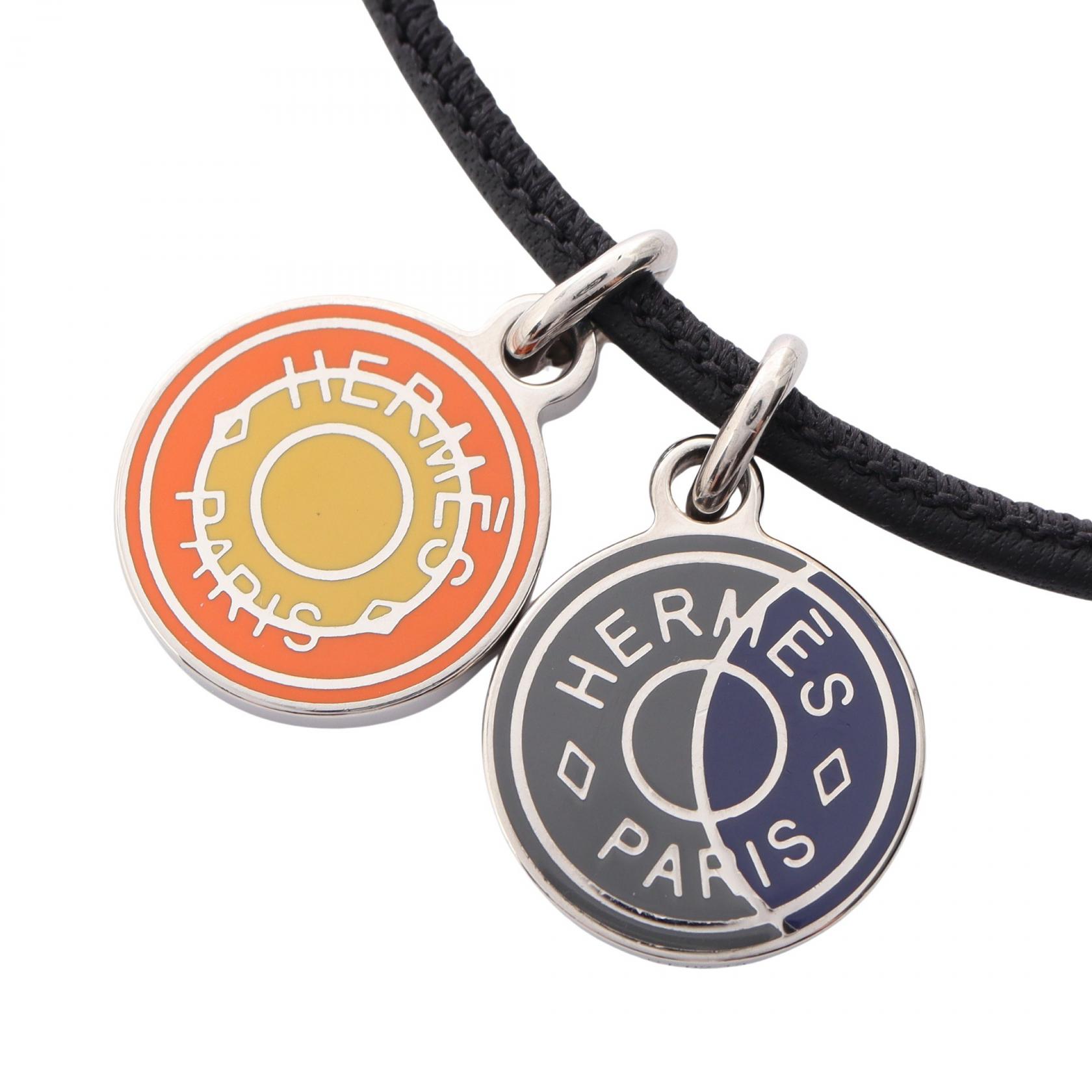 【SALE／5千円OFFクーポン】エルメス HERMES エクリプス ネックレス ジュエリー ステンレススチール レザー レディース ブラック系 / シルバー系 【中古】