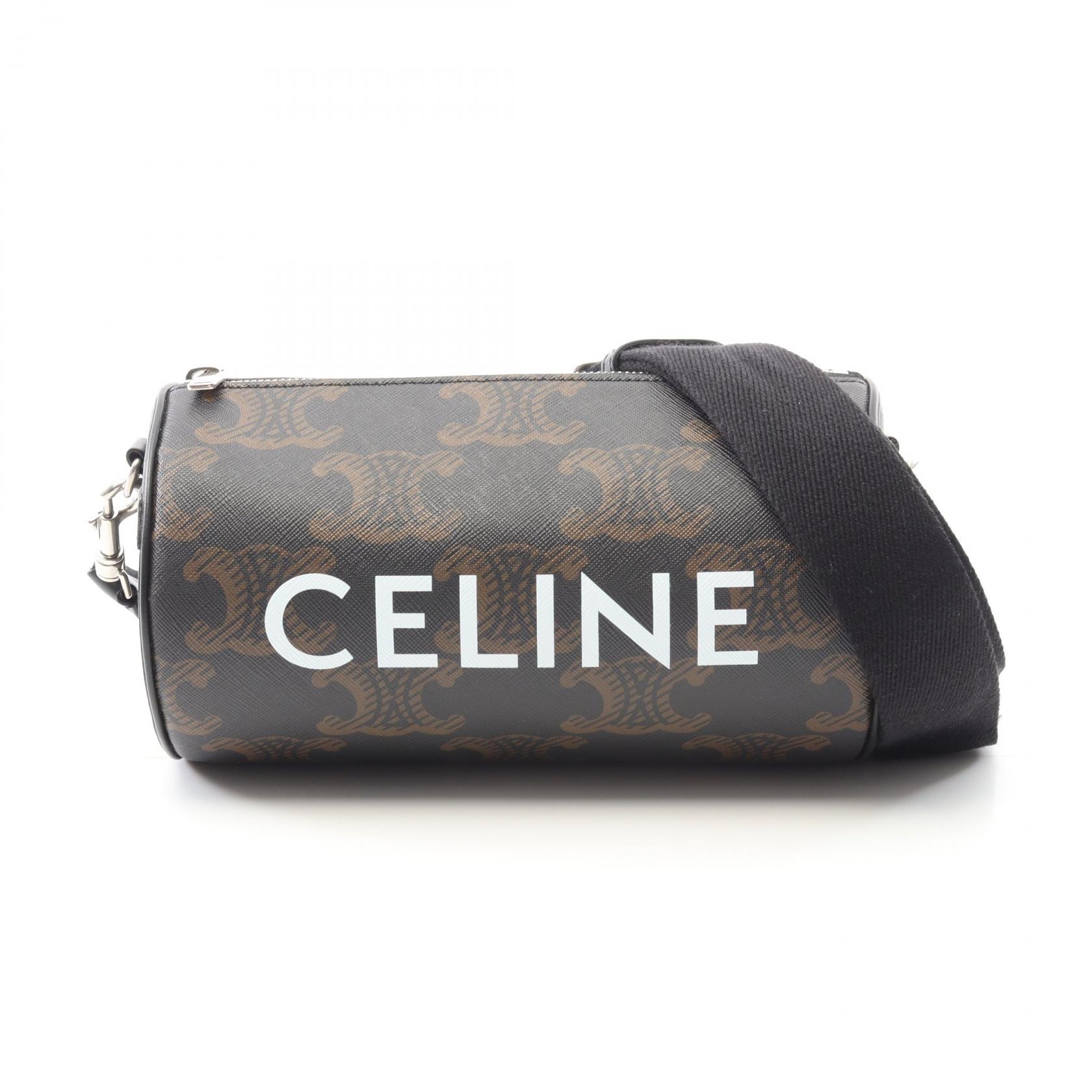 《全品5%クーポン×P5倍》セリーヌ CELINE トリオンフ ショルダーバッグ バッグ PVCコーティングキャンバス レザー レディース ブラック系 / ブラウン系 110052EKK 【中古】