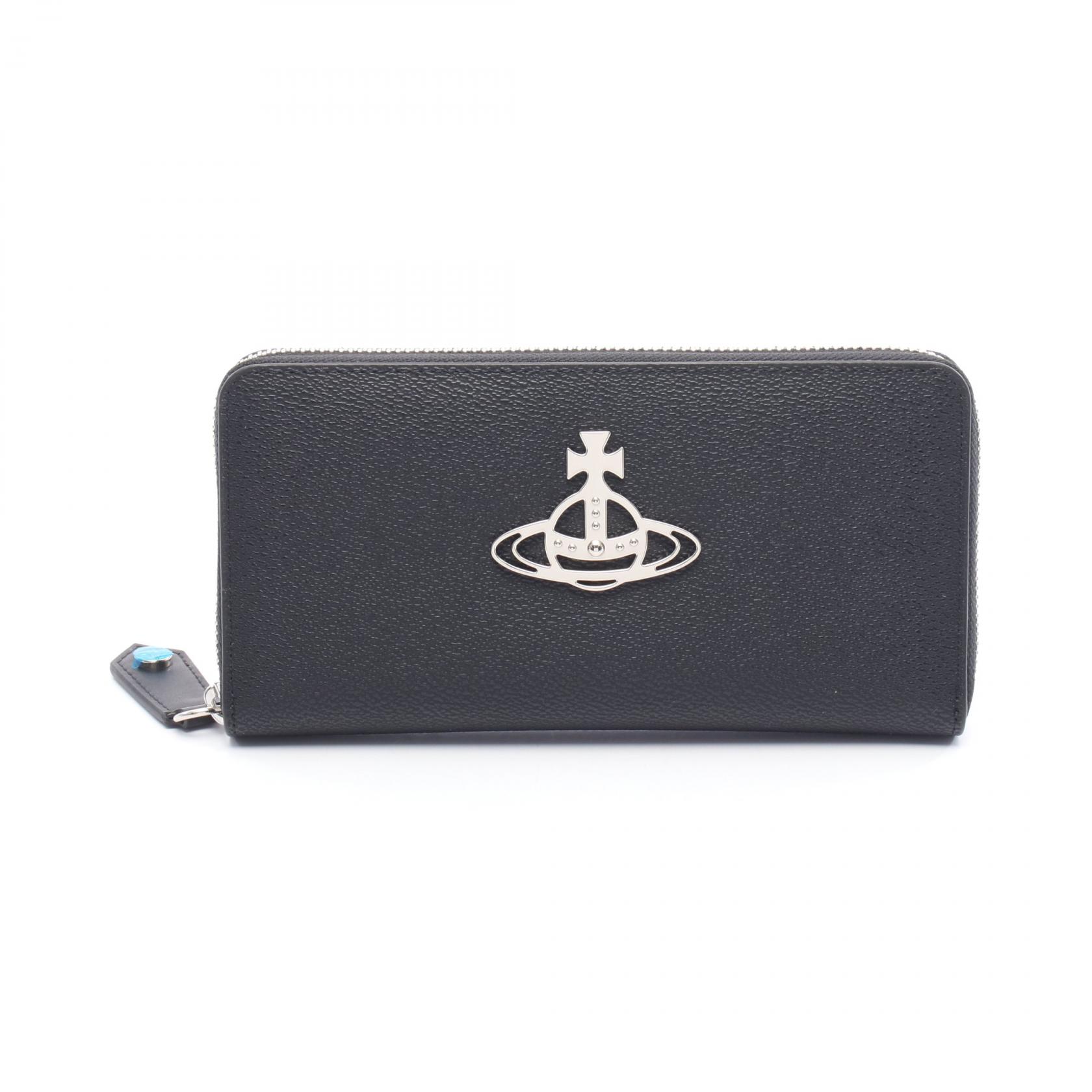 【ポイント5倍／～4/10(金)23:59】ヴィヴィアンウエストウッド Vivienne Westwood ANNIE ZIP ROUND WALLET オーブ ラウンド長財布 財布 レザー レディース ブラック系 5105005CUS000RN405 【新品】 28,600円