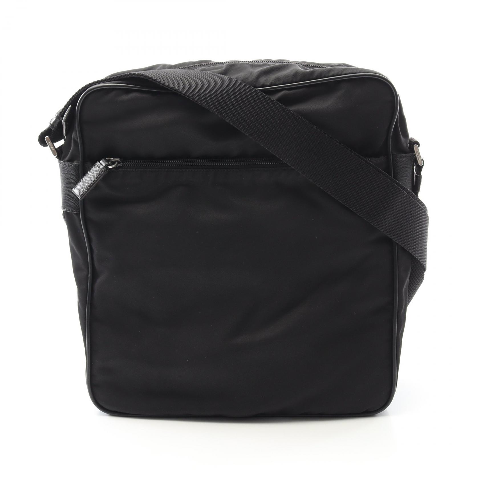 《全品5%クーポン×P5倍》プラダ PRADA ショルダーバッグ バッグ ナイロン サフィアーノレザー レディース ブラック系 【中古】