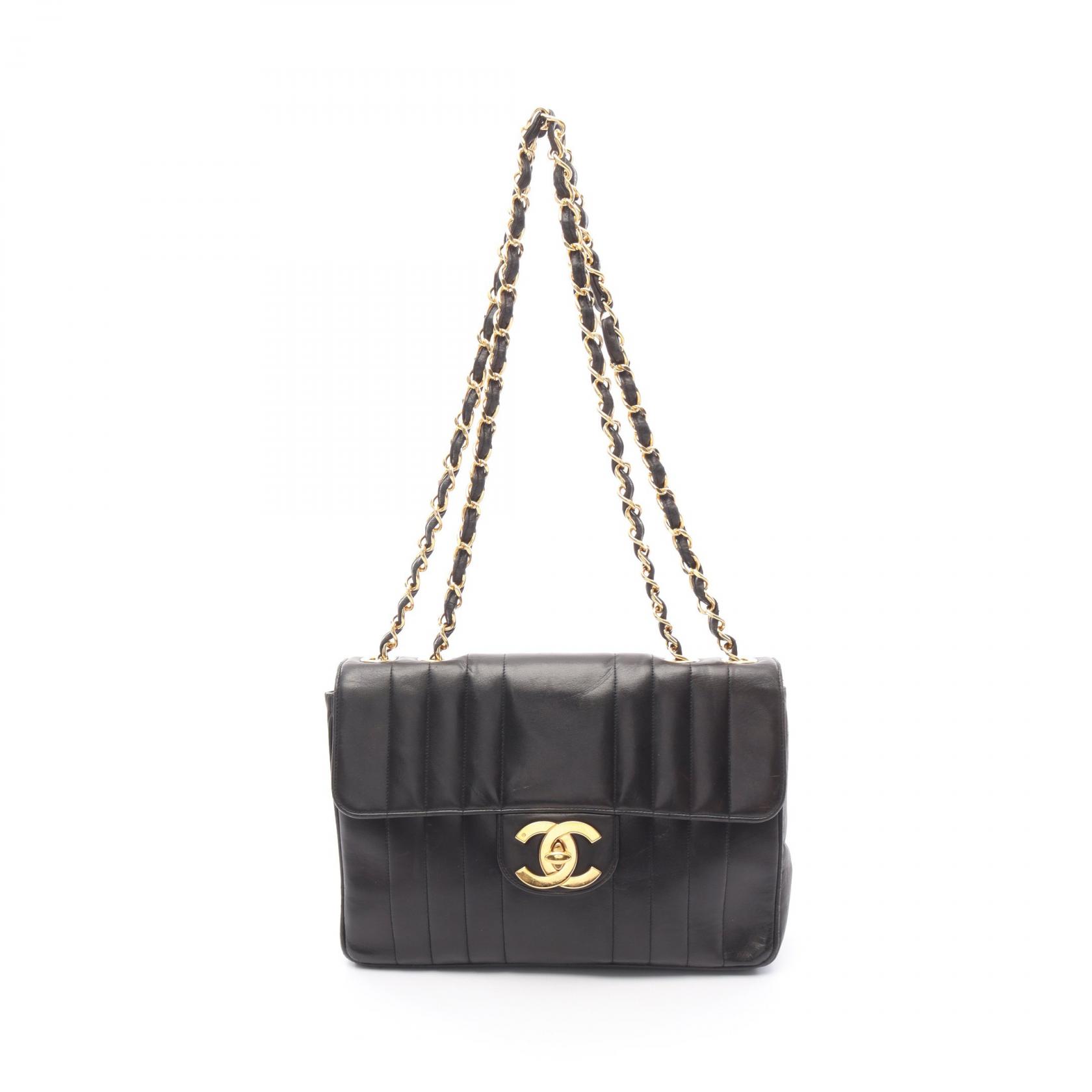 《全品5%クーポン×P5倍》シャネル CHANEL マドモアゼル デカマトラッセ ショルダーバッグ バッグ ラムスキン（羊革） レディース ブラック系 【中古】