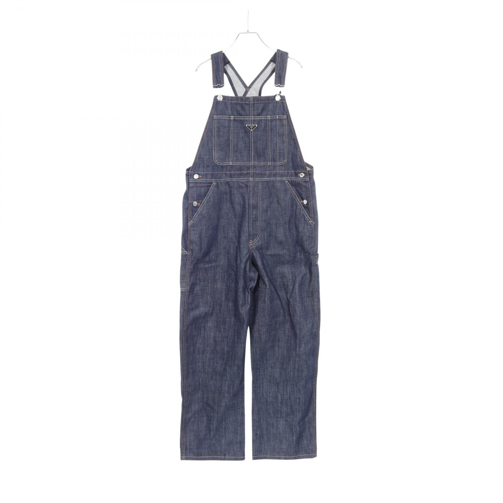 プラダ PRADA セルビッジデニム ツナギ 衣料品 コットン メンズ ネイビー系 【中古】