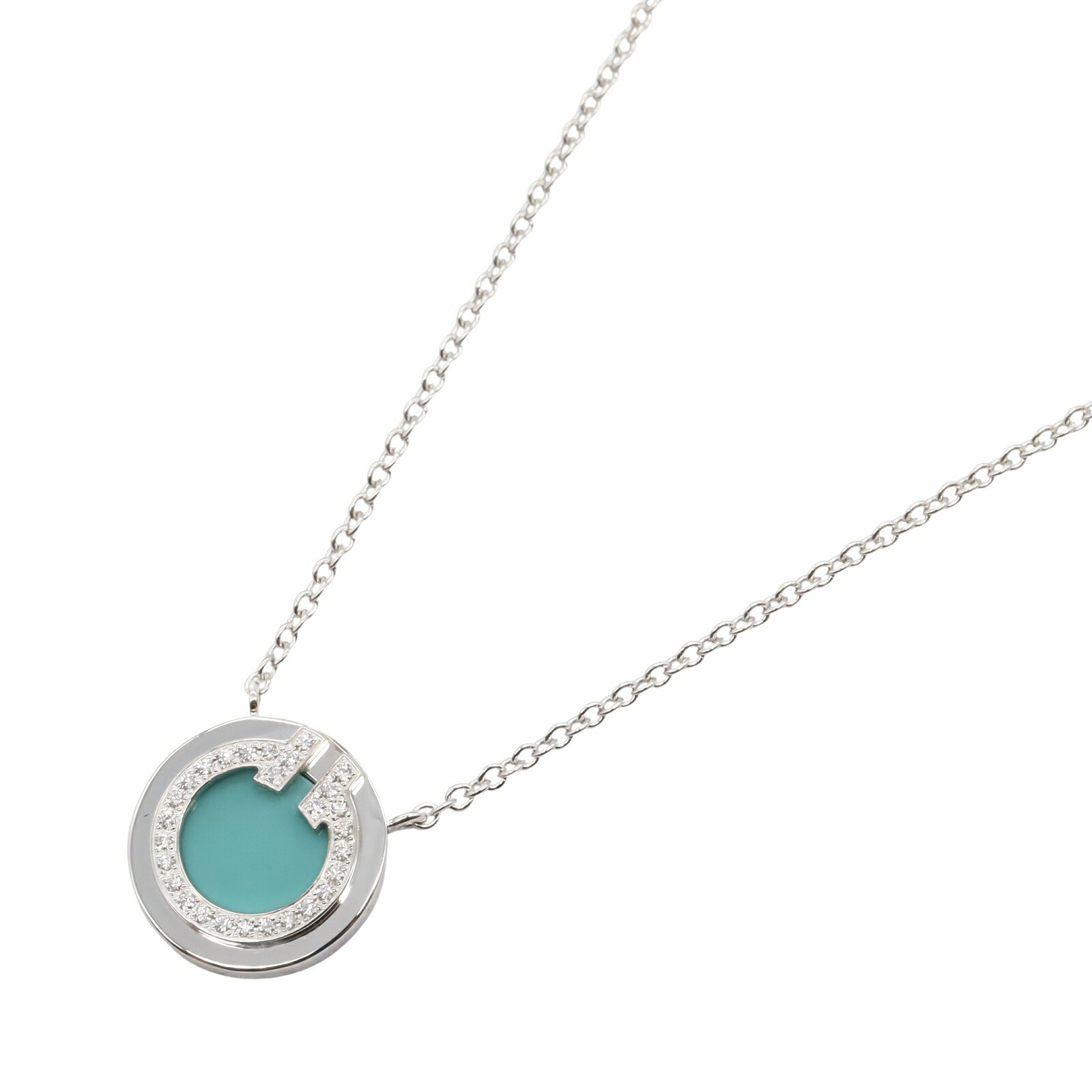 【限定品】ティファニー T TWO サークルネックレス ターコイズ K18WG ティファニー Tiffany & Co.】ネックレス T TWO ティー トゥー