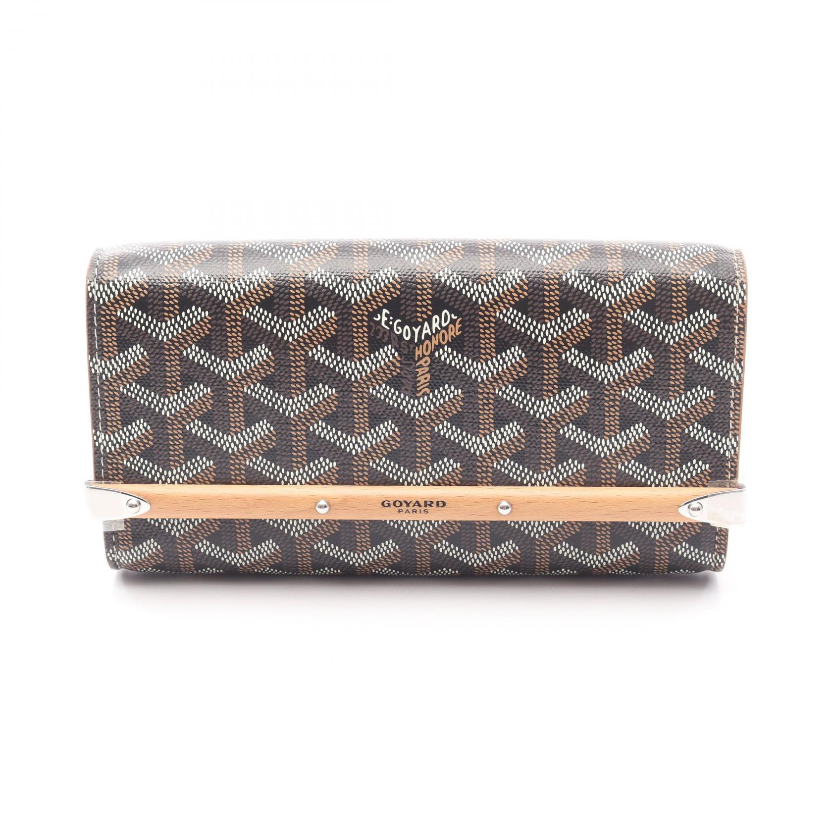 【15%OFFクーポン対象】ゴヤール GOYARD モンテカルロ ミニケース ポーチ バッグ PVCコーティングキャンバス ウッド レディース ブラック系 MONTE2MINTY01CL03P 【中古】 137,500円
