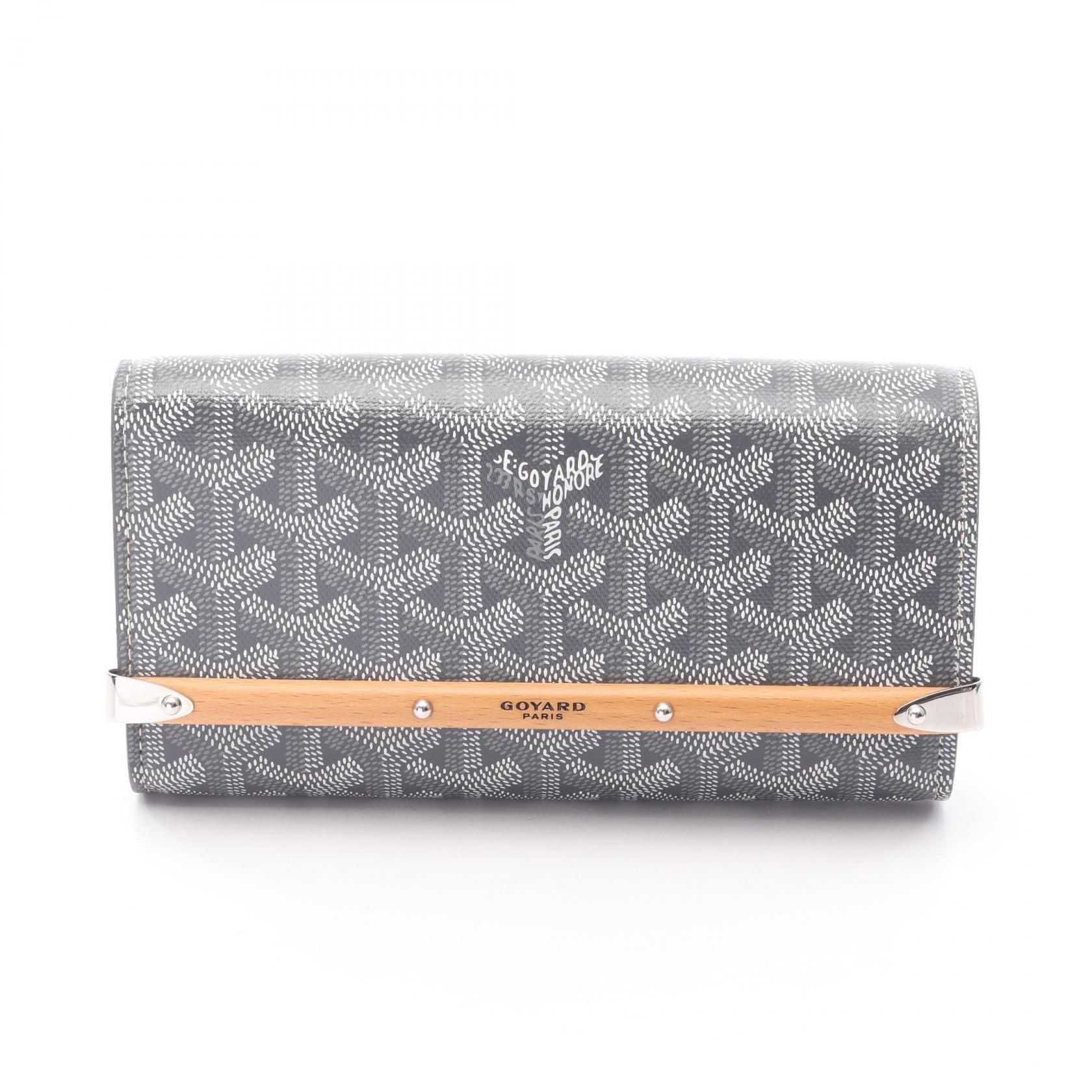【15%OFFクーポン対象】ゴヤール GOYARD モンテカルロ ミニケース ポーチ バッグ PVCコーティングキャンバス ウッド レディース グレー系 MONTE2MINTY51CL51P 【中古】