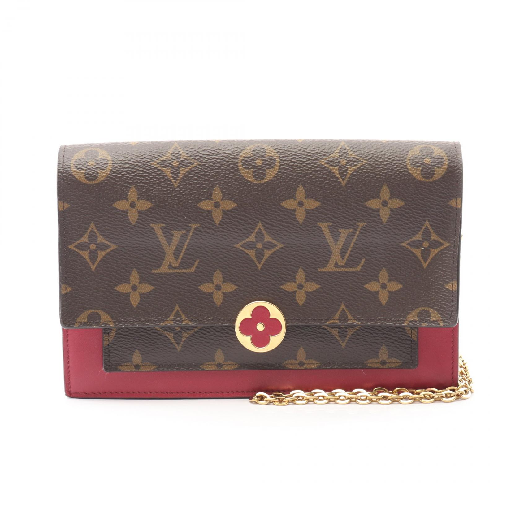 【SALE／1万円OFFクーポン】ルイ・ヴィトン LOUIS VUITTON ポルトフォイユ フロール チェーン ショルダーバッグ バッグ PVCコーティングキャンバス レザー モノグラム レディース ブラウン系 / ピンク系 M69578 【中古】