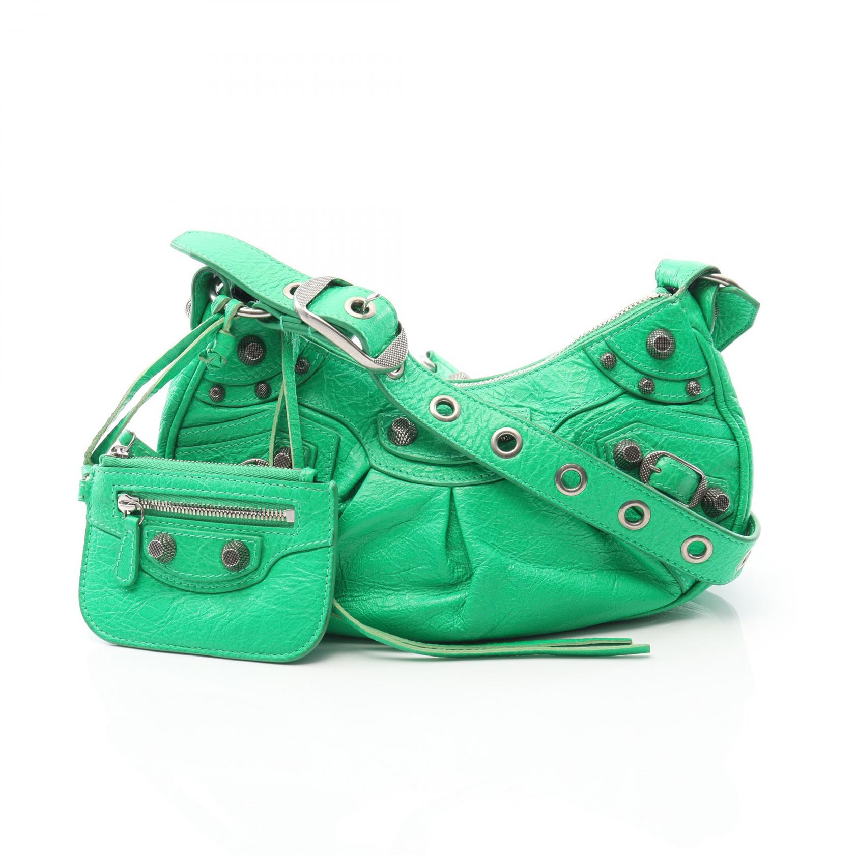 ≪15%OFFクーポン 7/19 20時～7/26 9:59≫バレンシアガ BALENCIAGA LE CAGOLE ショルダーバッグ バッグ レザー レディース グリーン系 【中古】｜Mike Museum
