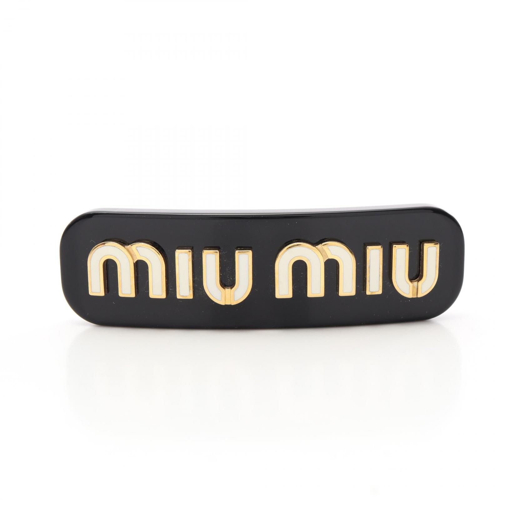 【10％OFFクーポン対象】ミュウ ミュウ Miu Miu バレッタ アクセサリー GP（ゴールドメッキ） プラスチック レディース ブラック系 / ホワイト系 / ゴールド系 5IF0712F72F0967 【新品】