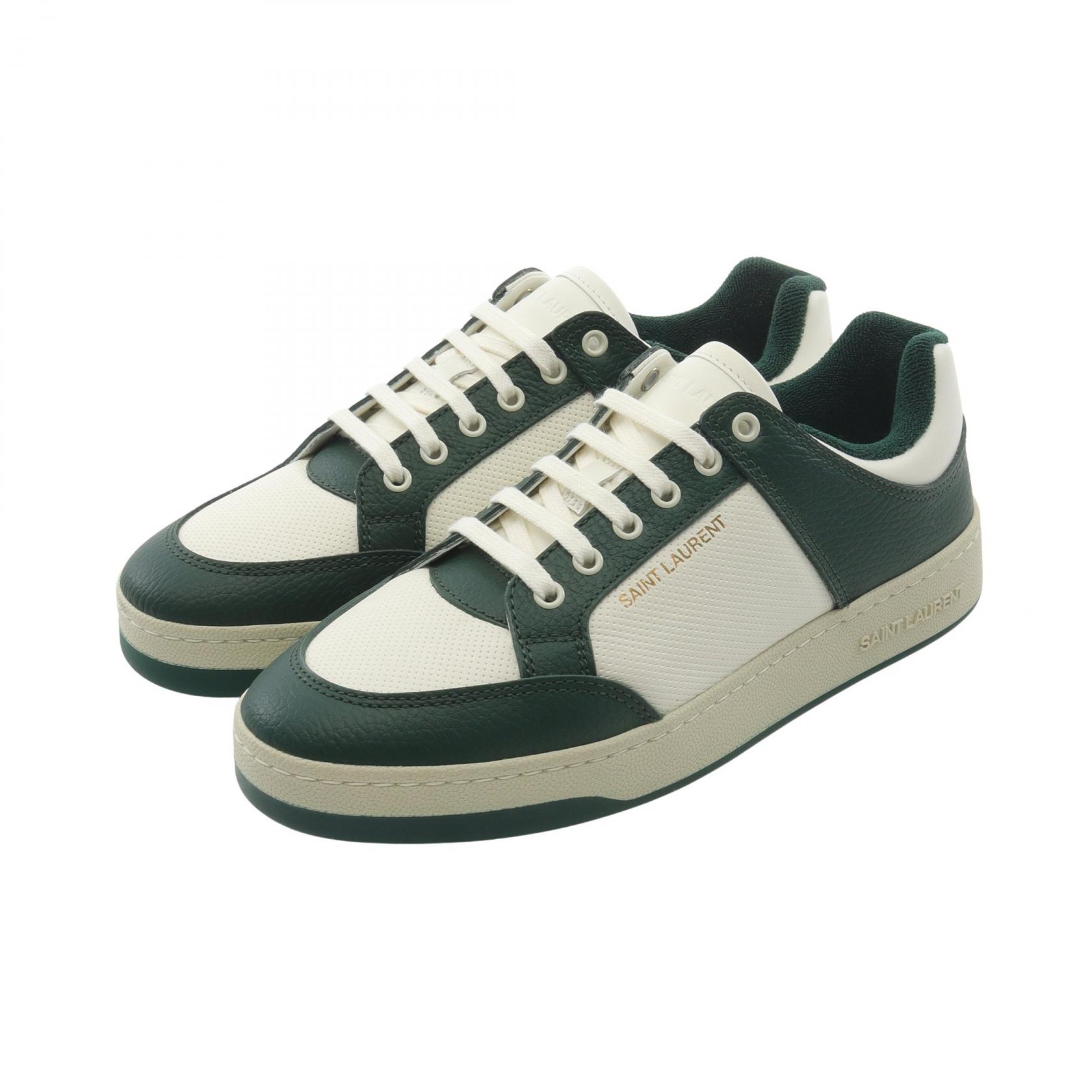 【SALE／5千円OFFクーポン】サンローランパリ SAINT LAURENT PARIS SL/61 ロートップ スニーカー 靴 レザー メンズ ホワイト系 / グリーン系 713600AAAWR637939 【新品】