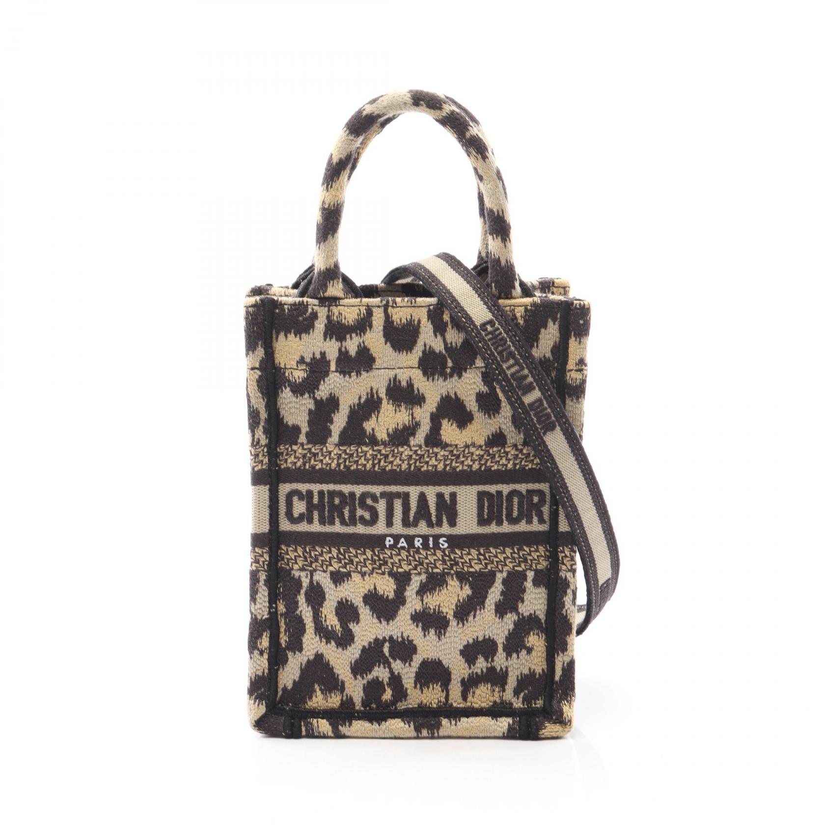 《全品5%クーポン×P5倍》ディオール Dior BOOK TOTE ブックトート ミニ フォンバッグ ハンドバッグ バッグ キャンバス レディース ベージュ系 / ブラック系 【中古】