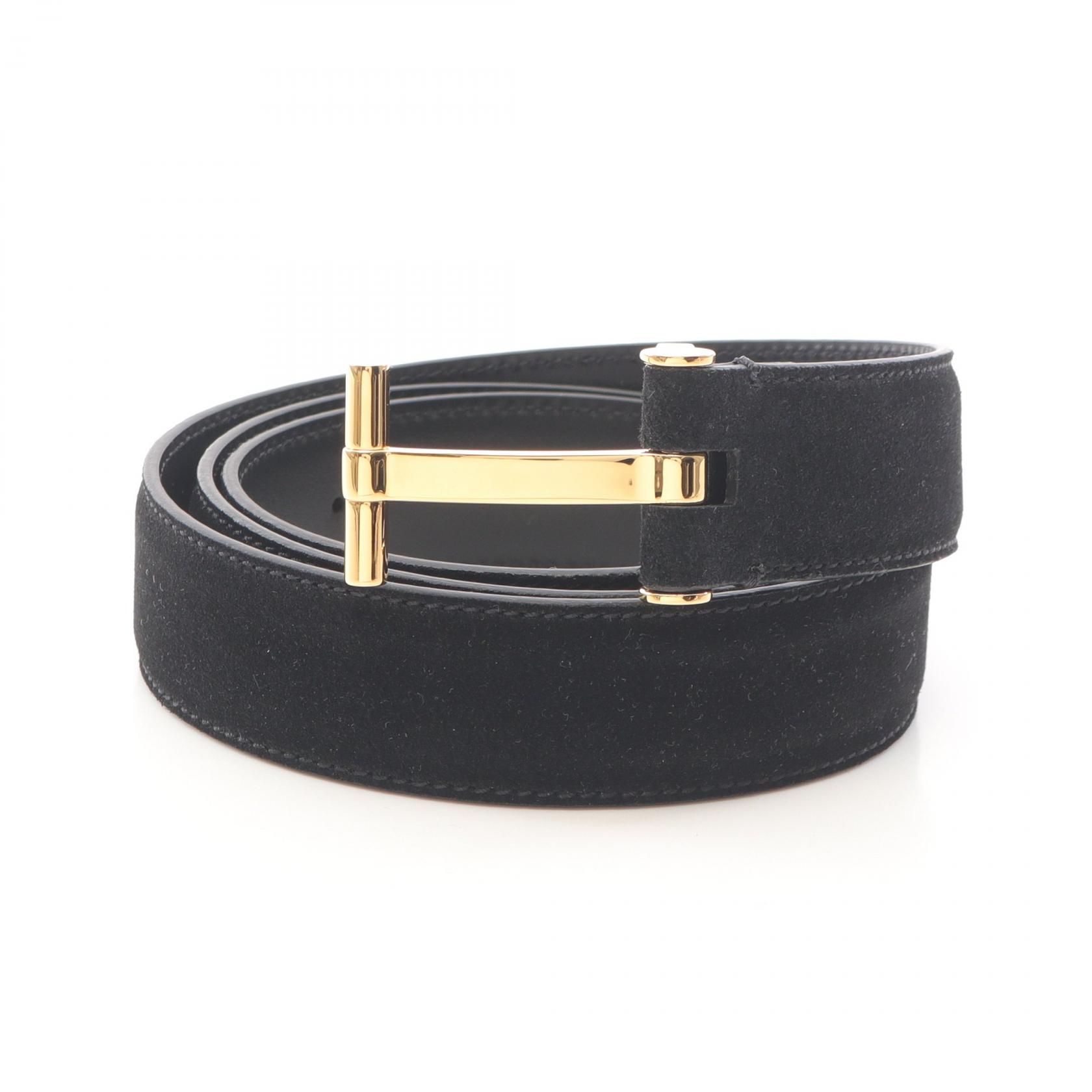 《全品5%クーポン×P5倍》トムフォード TOM FORD Tロゴ ベルト 衣料品 スウェード レザー メンズ ブラック系 TB131LCL484G1N00190 【新品】