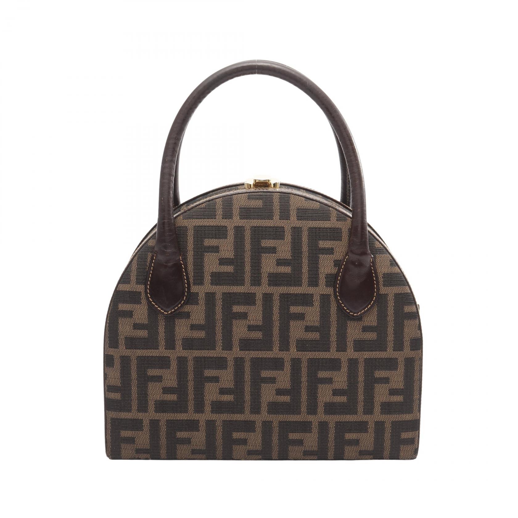 フェンディ FENDI ズッカ ハンドバッグ バッグ キャンバス レザー レディース ブラウン系 【中古】