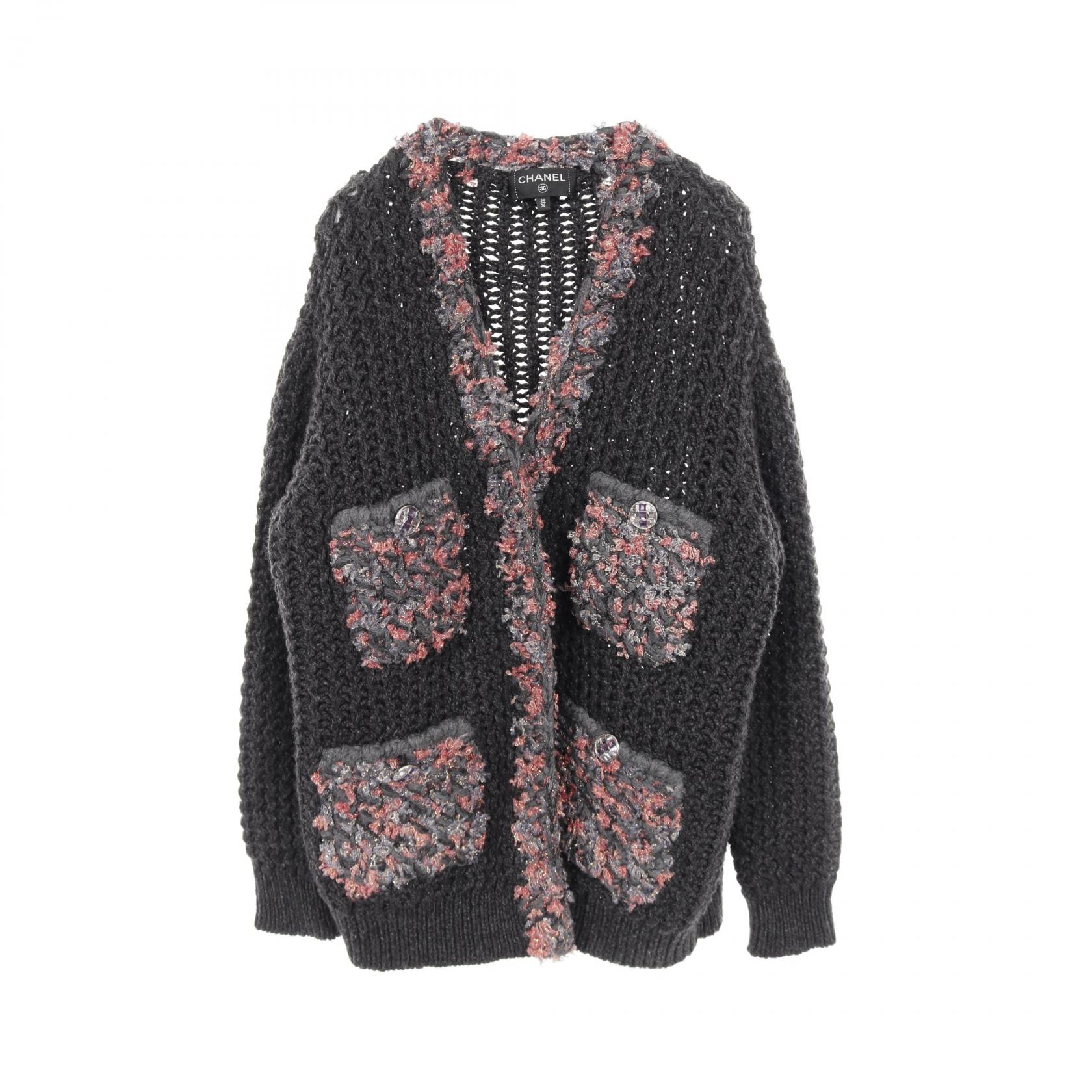 【20%OFFクーポン対象】シャネル CHANEL ココマークボタン カーディガン 衣料品 トップス カシミヤ レディース グレー系 / ピンク系 【中古】
