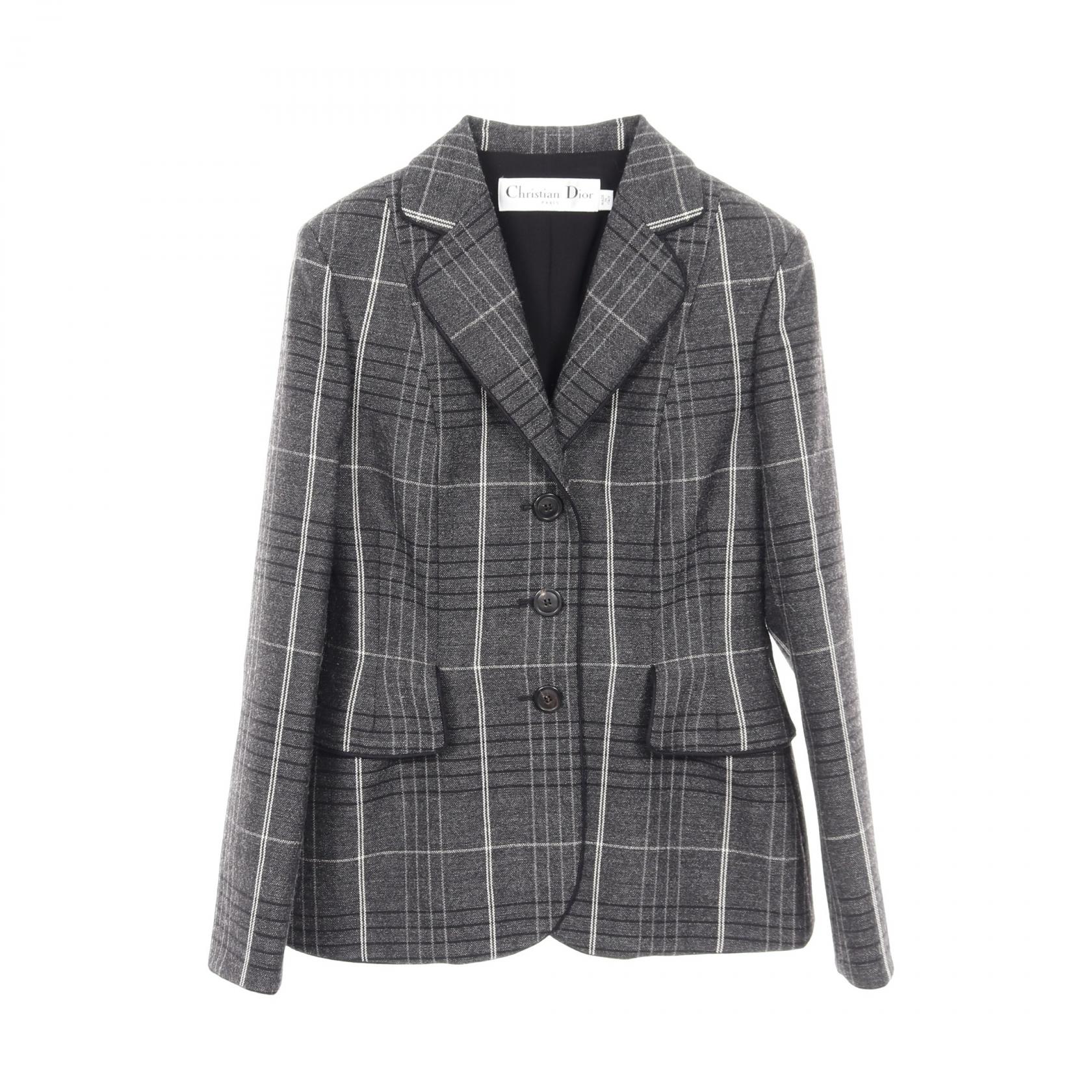 【SALE／1万円OFFクーポン】ディオール Dior テーラードジャケット 衣料品 アウター ウール レディース グレー系 【中古】