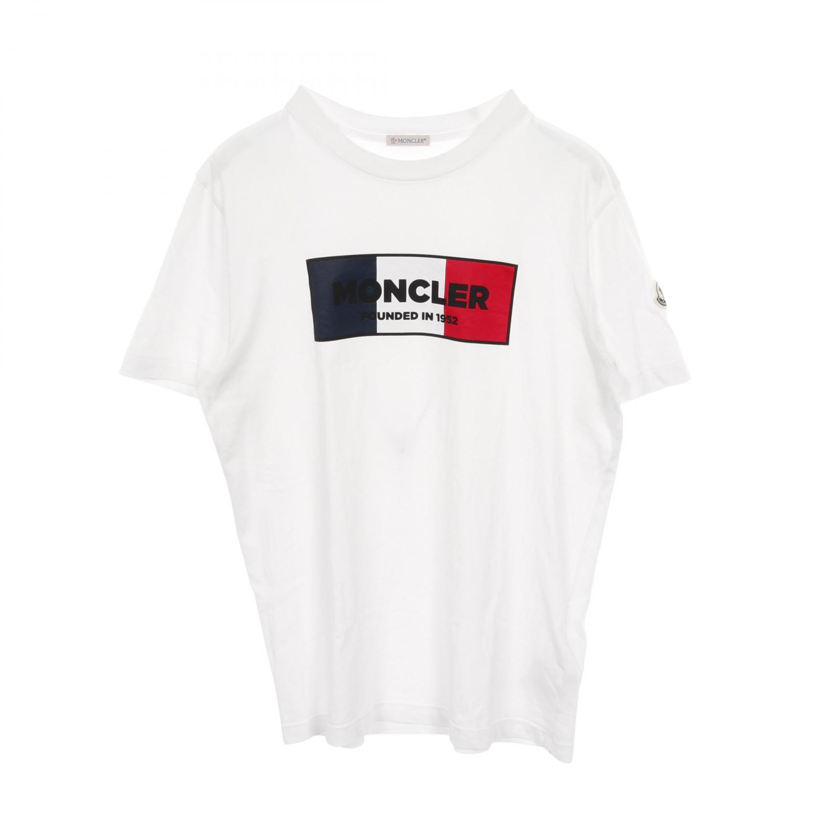 モンクレール MONCLER ロゴ カットソー 衣料品 トップス コットン メンズ ホワイト系 / レッド系 / ネイビー系 【中古】