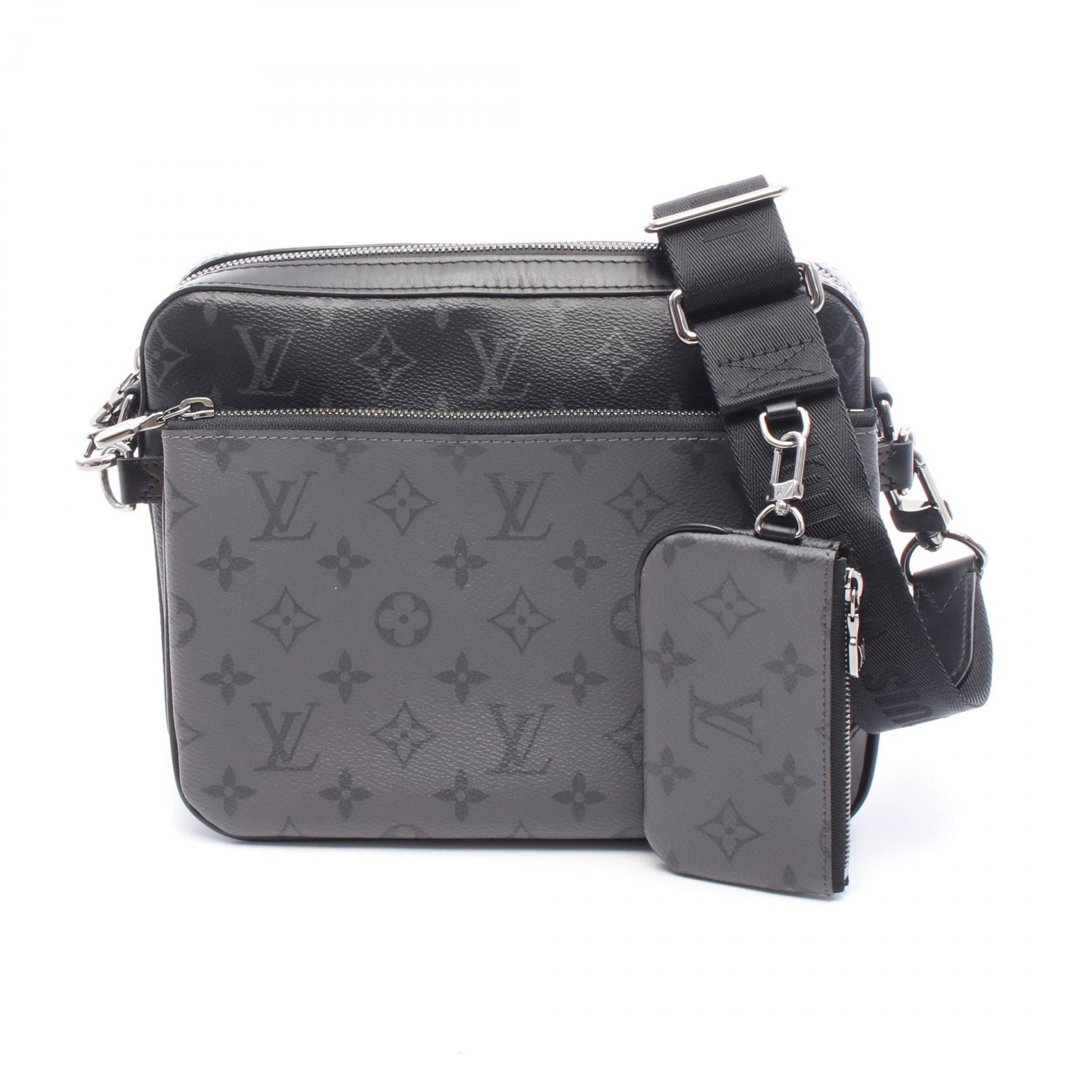 【15%OFFクーポン対象】ルイ・ヴィトン LOUIS VUITTON トリオ メッセンジャー ショルダーバッグ バッグ PVCコーティングキャンバス レザー モノグラム・エクリプスリバース メンズ ブラック系 / グレー系 M69443 【中古】 187,500円