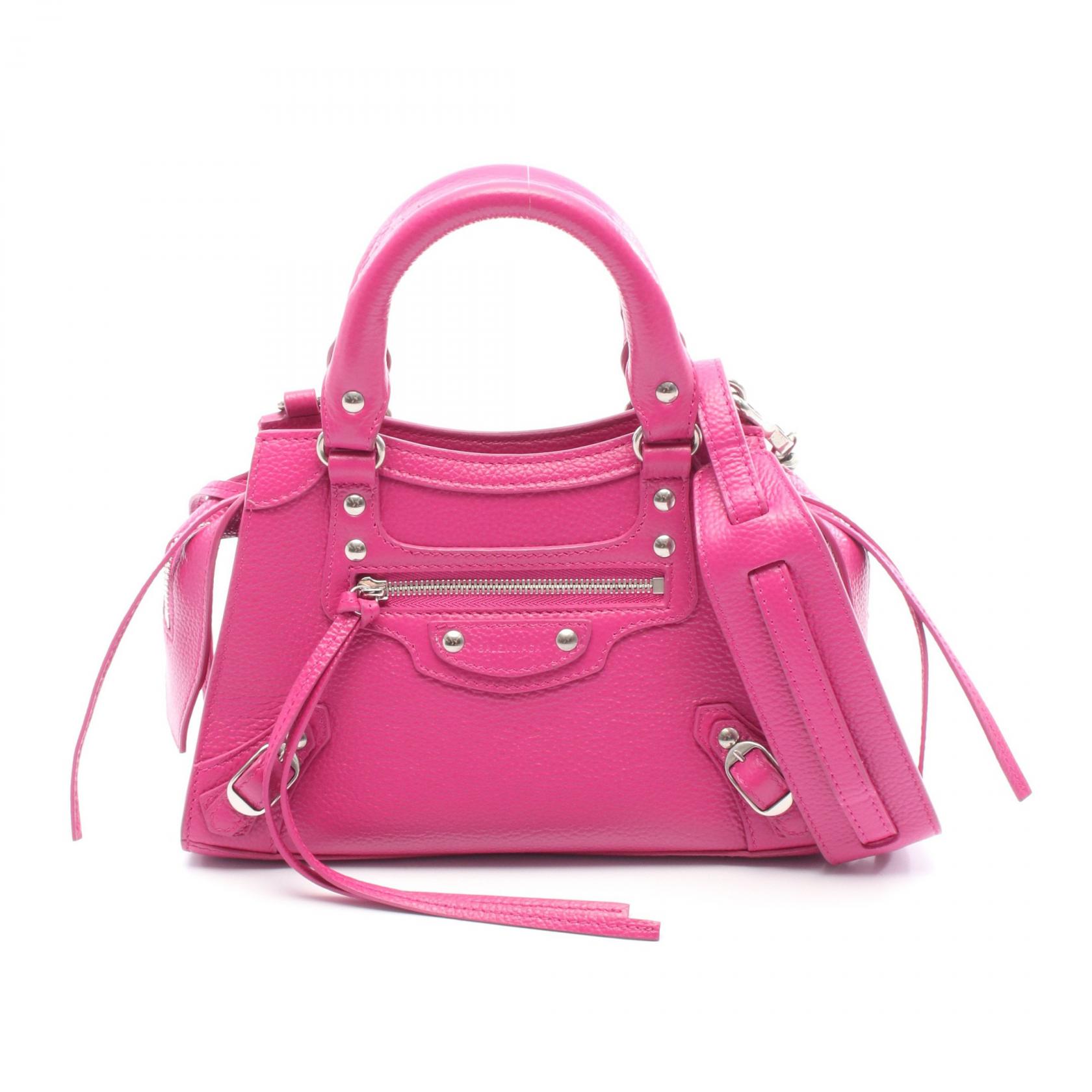 【15%OFFクーポン対象】バレンシアガ BALENCIAGA ネオ クラシック ナノ ハンドバッグ バッグ レザー レディース ピンク系 638527 【中古】
