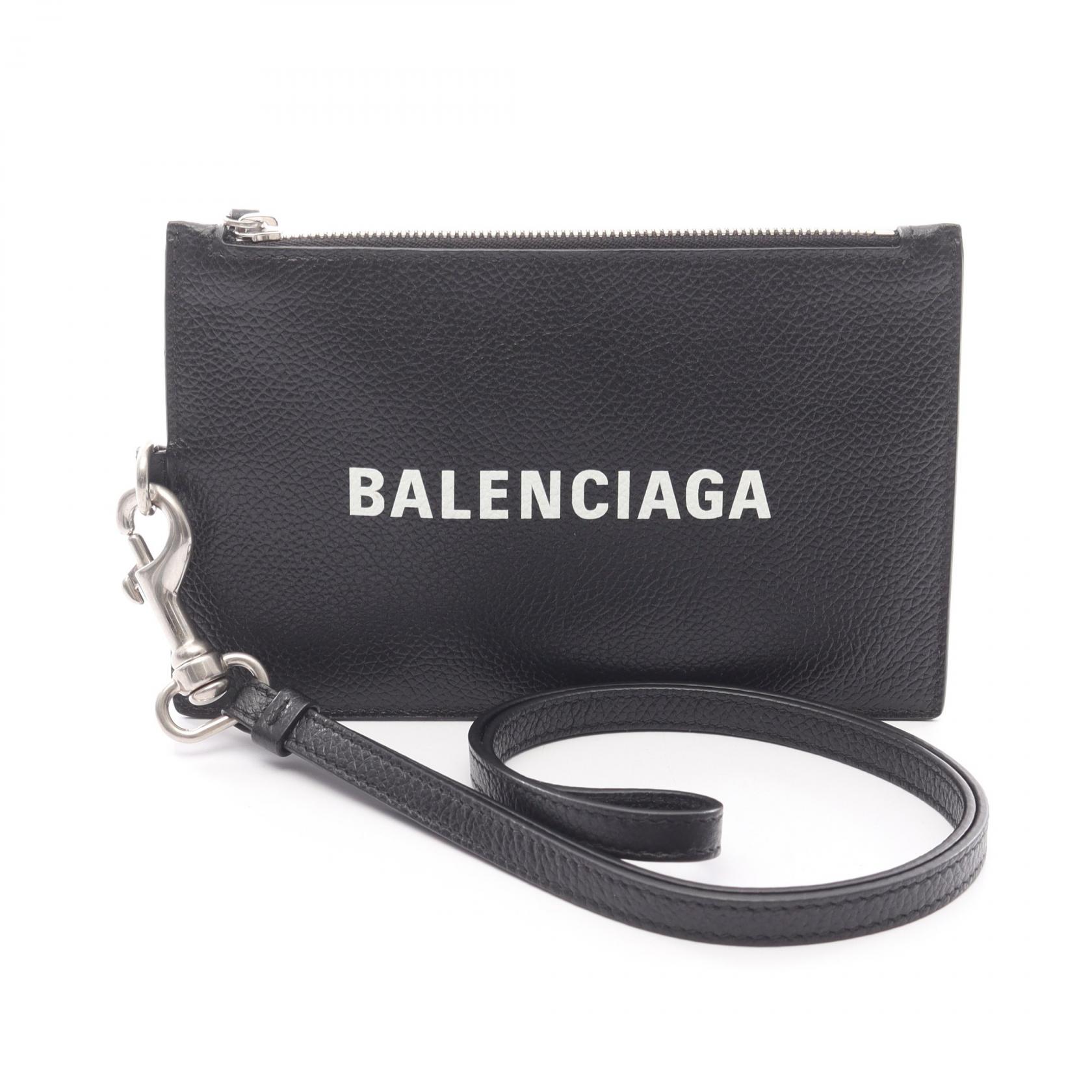 《全品5%クーポン×P5倍》バレンシアガ BALENCIAGA フラグメントケース コインケース 財布 レザー メンズ ブラック系 616015 【中古】