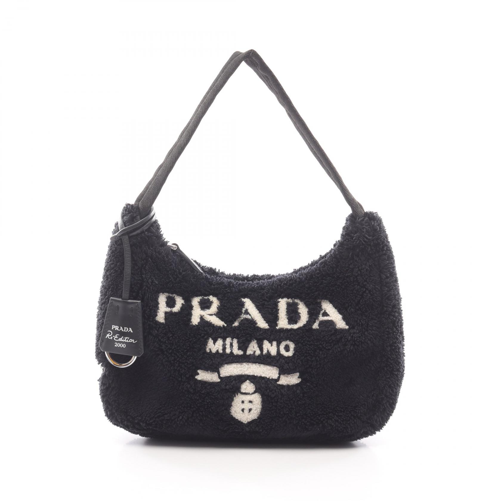 【15%OFFクーポン対象】プラダ PRADA Re-Edition 2000 SPUGNA ミニバッグ ハンドバッグ バッグ ファブリック レディース ブラック系 / ホワイト系 1NE515 【中古】