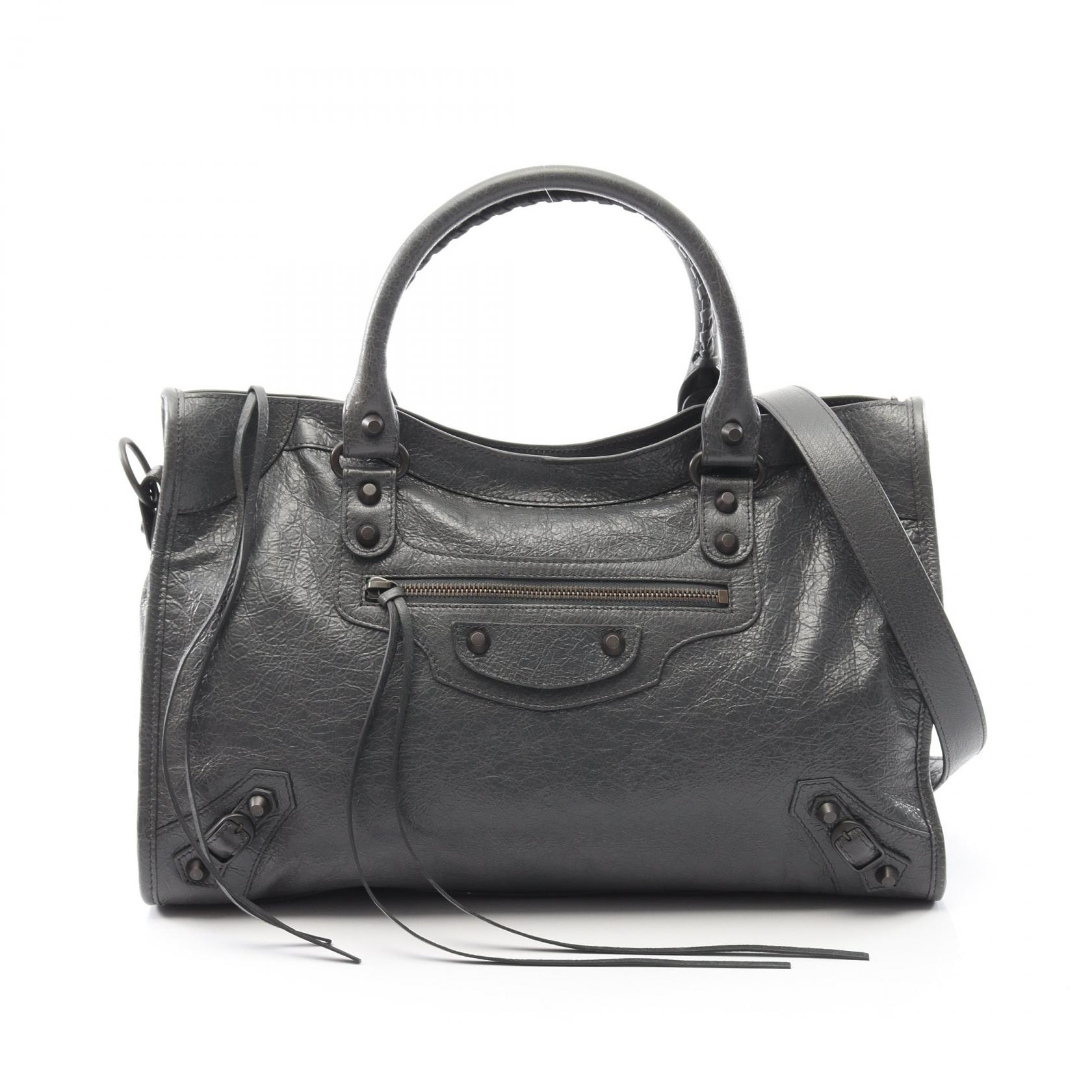 【15%OFFクーポン対象】バレンシアガ BALENCIAGA シティ ミディアム ハンドバッグ バッグ レザー レディース グレー系 823058 【新品】