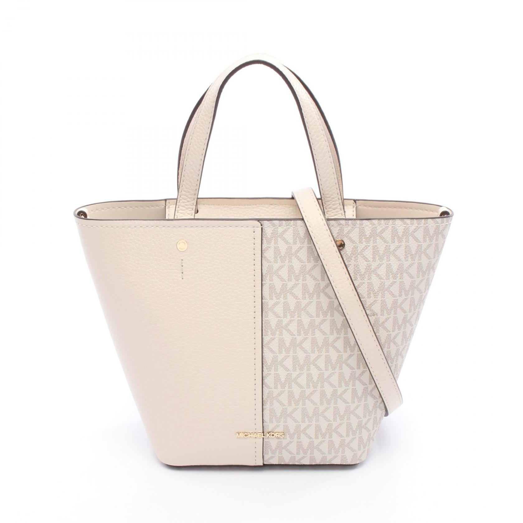 【15%OFFクーポン対象】マイケルコース Michael Kors FLORA フローラ ミディアム トートバッグ バッグ レザー PVCコーティングキャンバス レディース ホワイト系 / グレー系 32T5GFFC1B132 【新品】