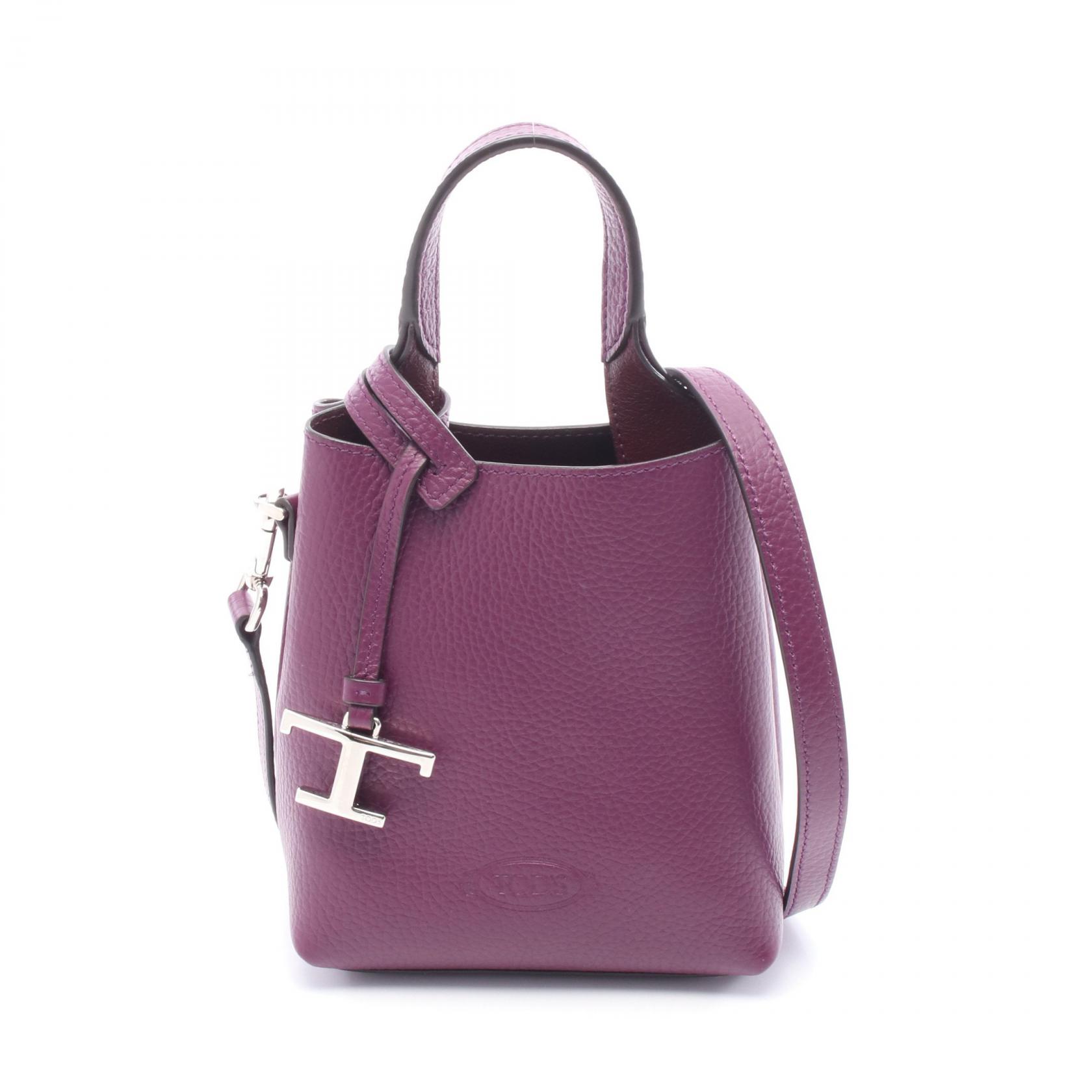 《全品5%クーポン×P5倍》トッズ TOD'S Tタイムレス マイクロ ハンドバッグ バッグ レザー レディース パープル系 【中古】 52,800円
