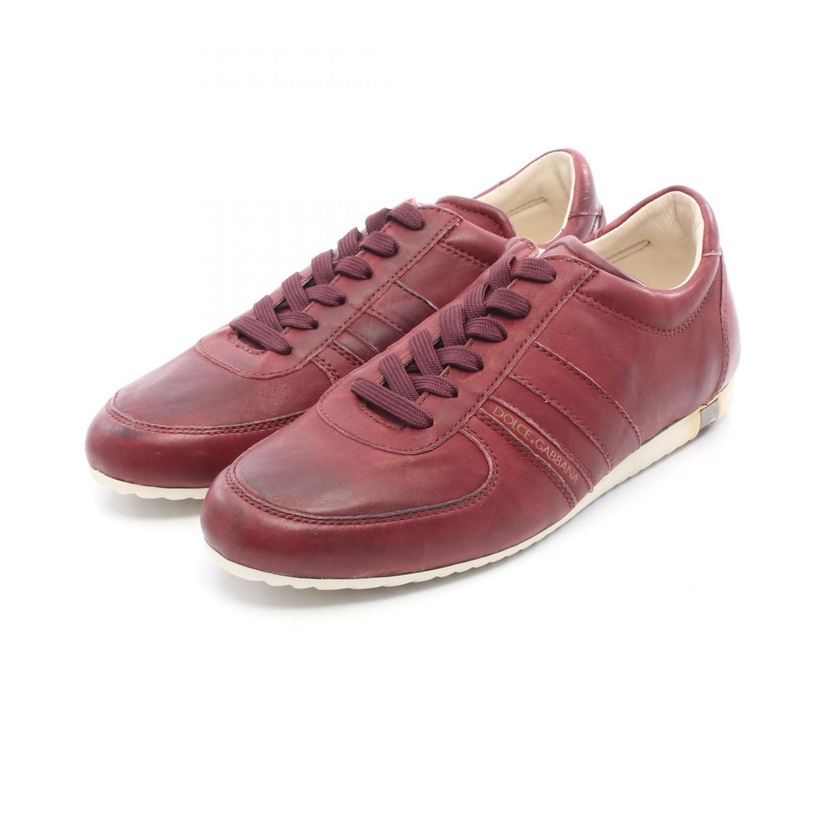 【20%OFFクーポン対象】ドルチェアンドガッバーナ DOLCE & GABBANA スニーカー 靴 レザー メンズ ボルドー系 【中古】