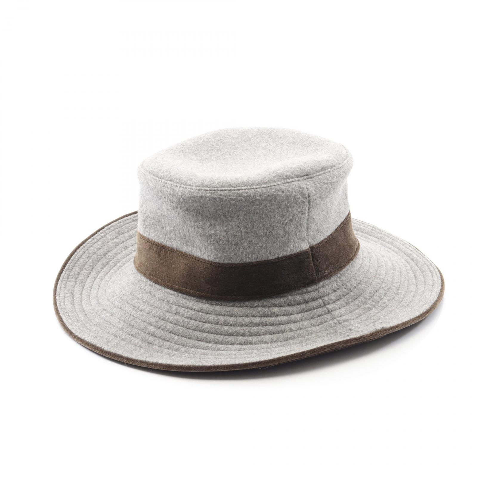 《全品5%クーポン×P5倍》エルメス HERMES ハット 帽子 ウール カシミヤ レディース グレー系 / ブラウン系 【中古】