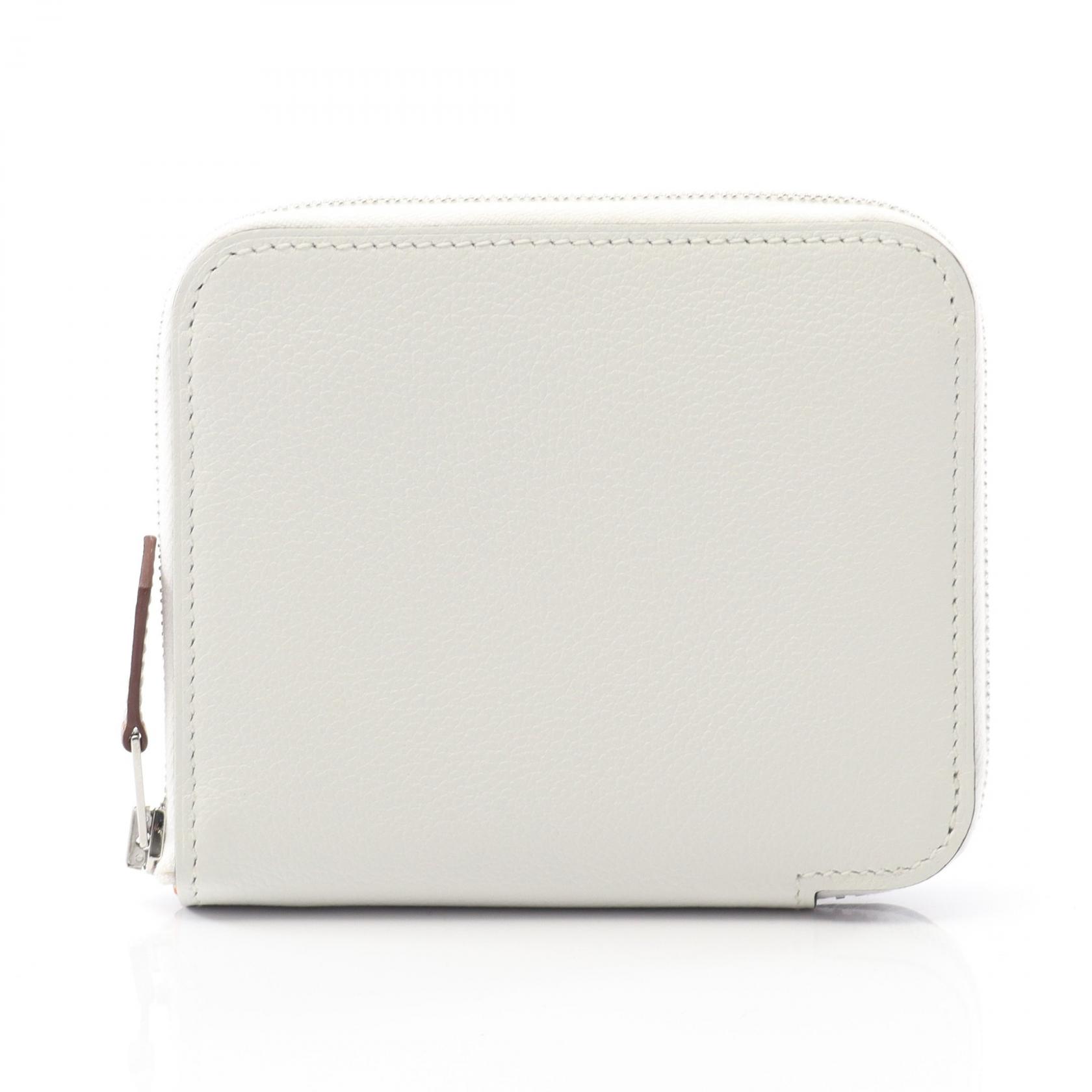 《全品5%クーポン×P5倍》エルメス HERMES アザップコンパクト シルクイン ラウンド財布 財布 レザー エバーカラー エバーカラー レディース ホワイト系 【中古】