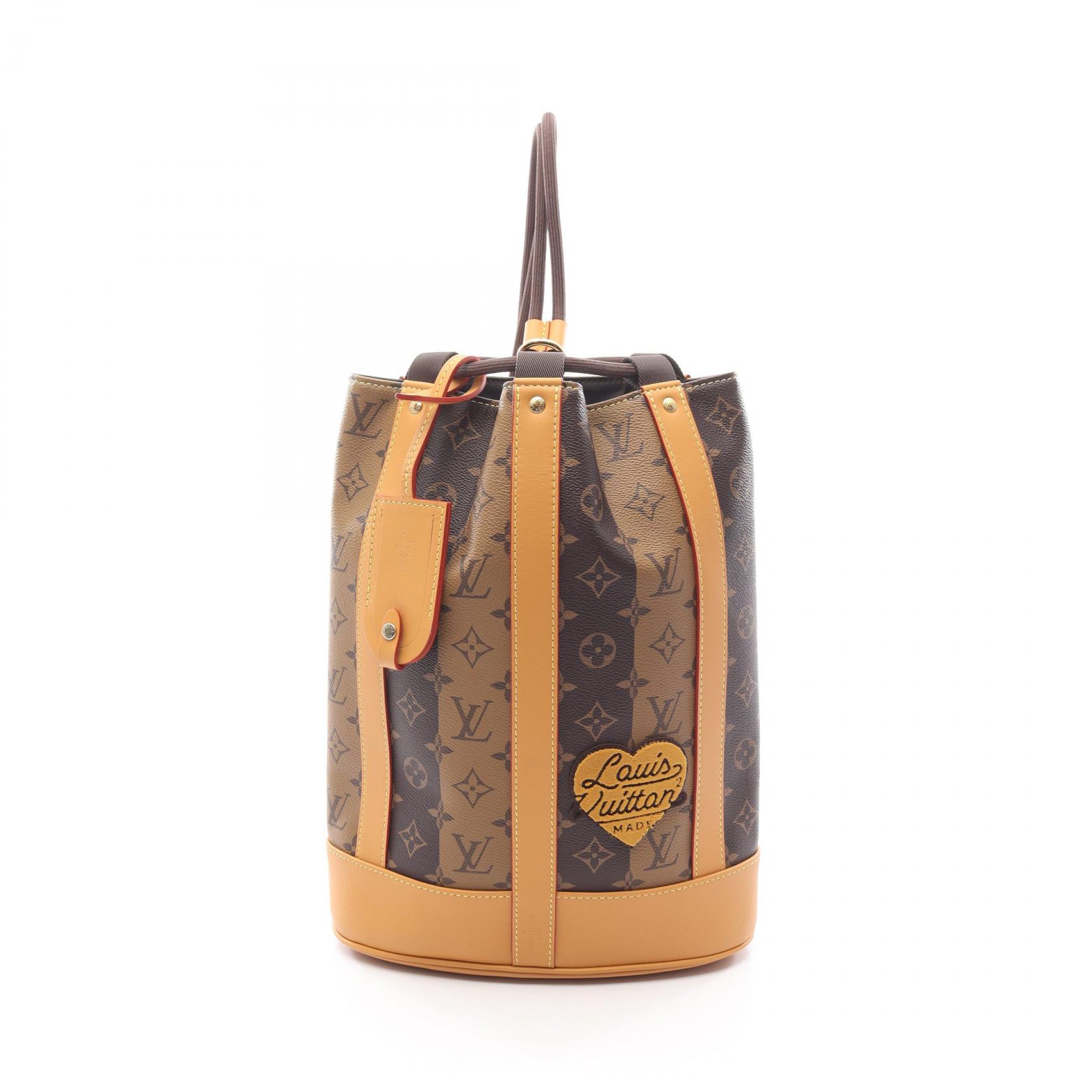 【15%OFFクーポン対象】ルイ・ヴィトン LOUIS VUITTON LOUIS VUITTON × NIGO ランドネ メッセンジャー ショルダーバッグ バッグ PVCコーティングキャンバス レザー モノグラム・ストライプ メンズ ブラウン系 M45968 【中古】