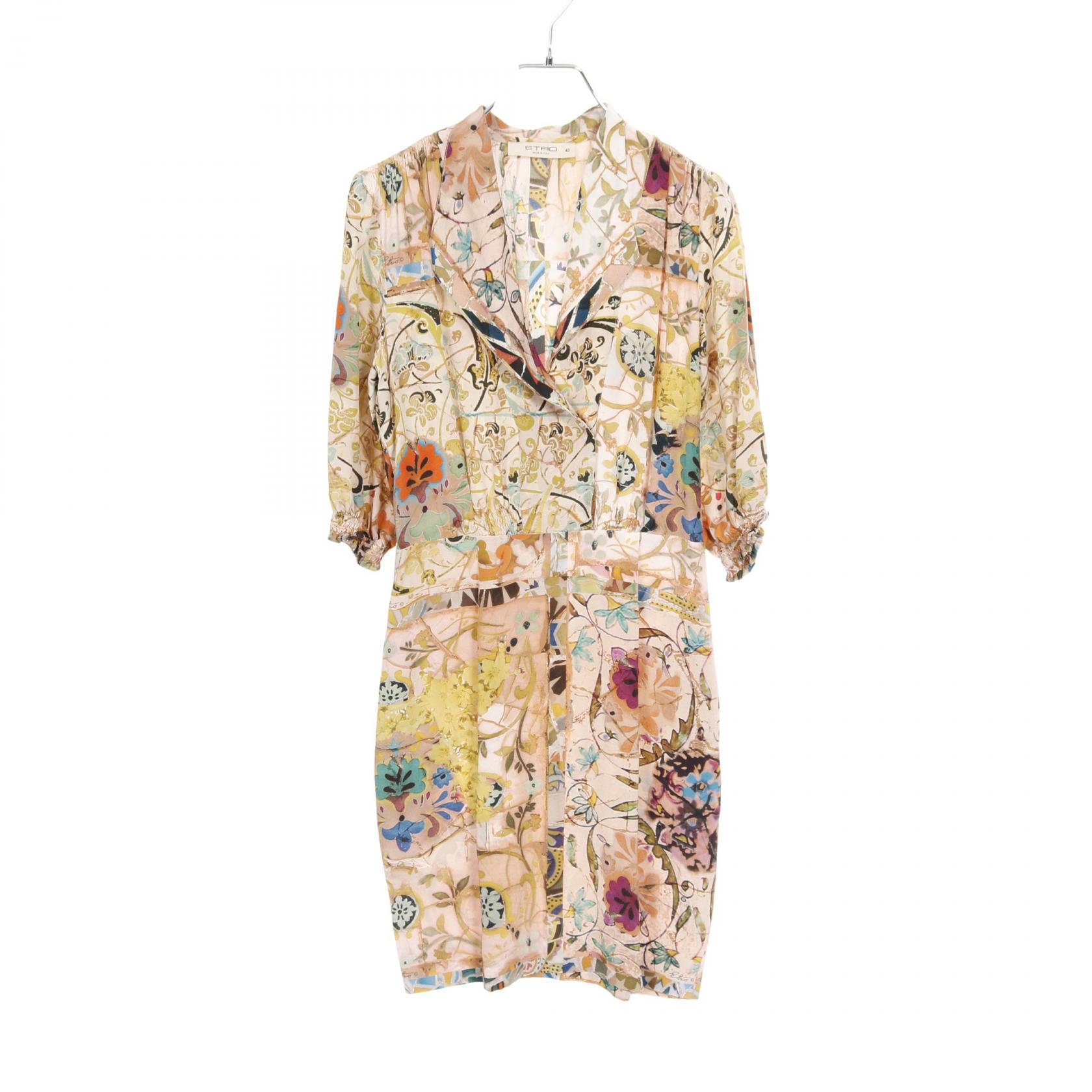 《全品5%クーポン×P5倍》エトロ ETRO ワンピース 衣料品 トップス シルク レディース ベージュ系 / マルチカラー 【中古】