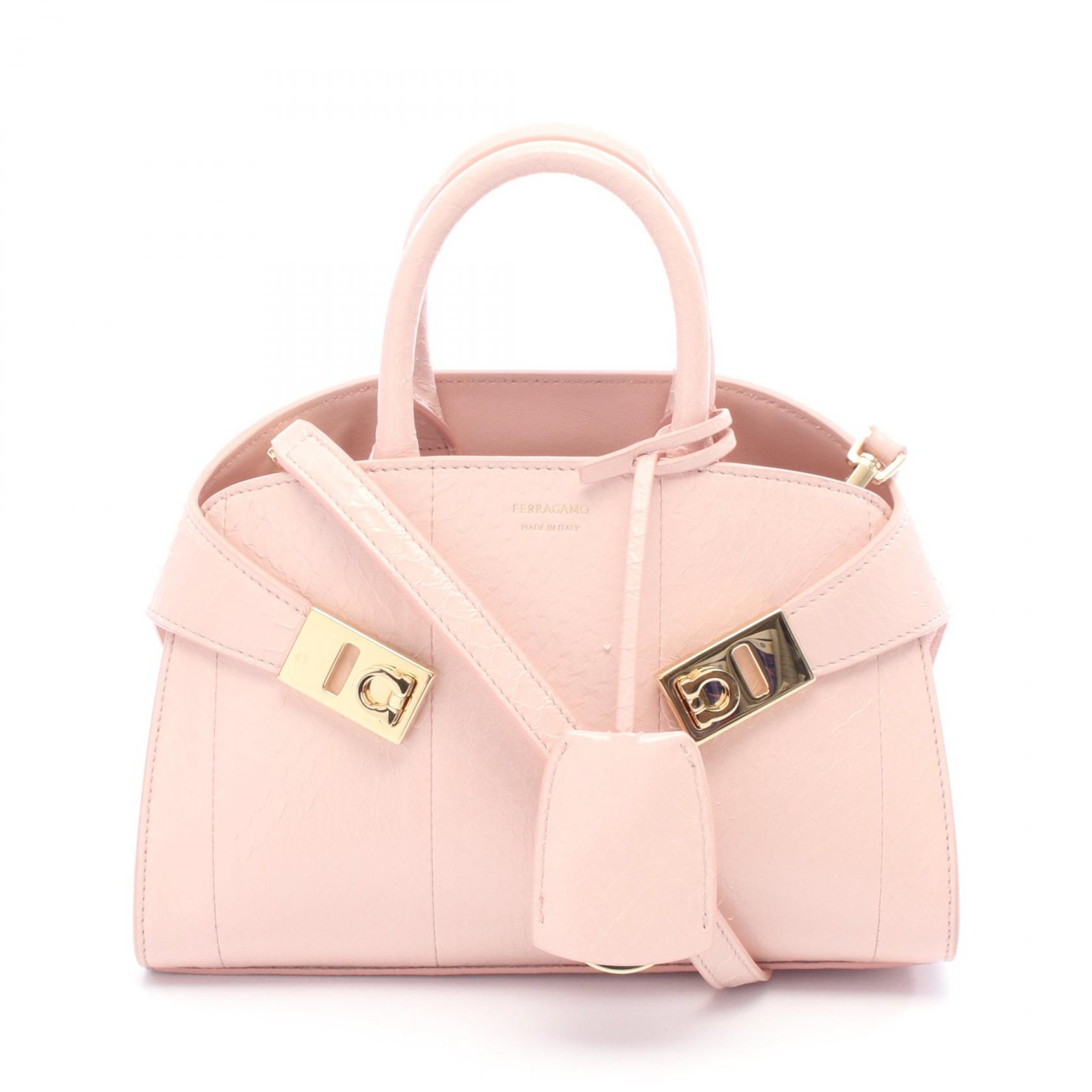 【15%OFFクーポン対象】サルヴァトーレフェラガモ Salvatore Ferragamo HUG ハグ ミニ ハンドバッグ バッグ エキゾチックレザー レディース ピンク系 【中古】