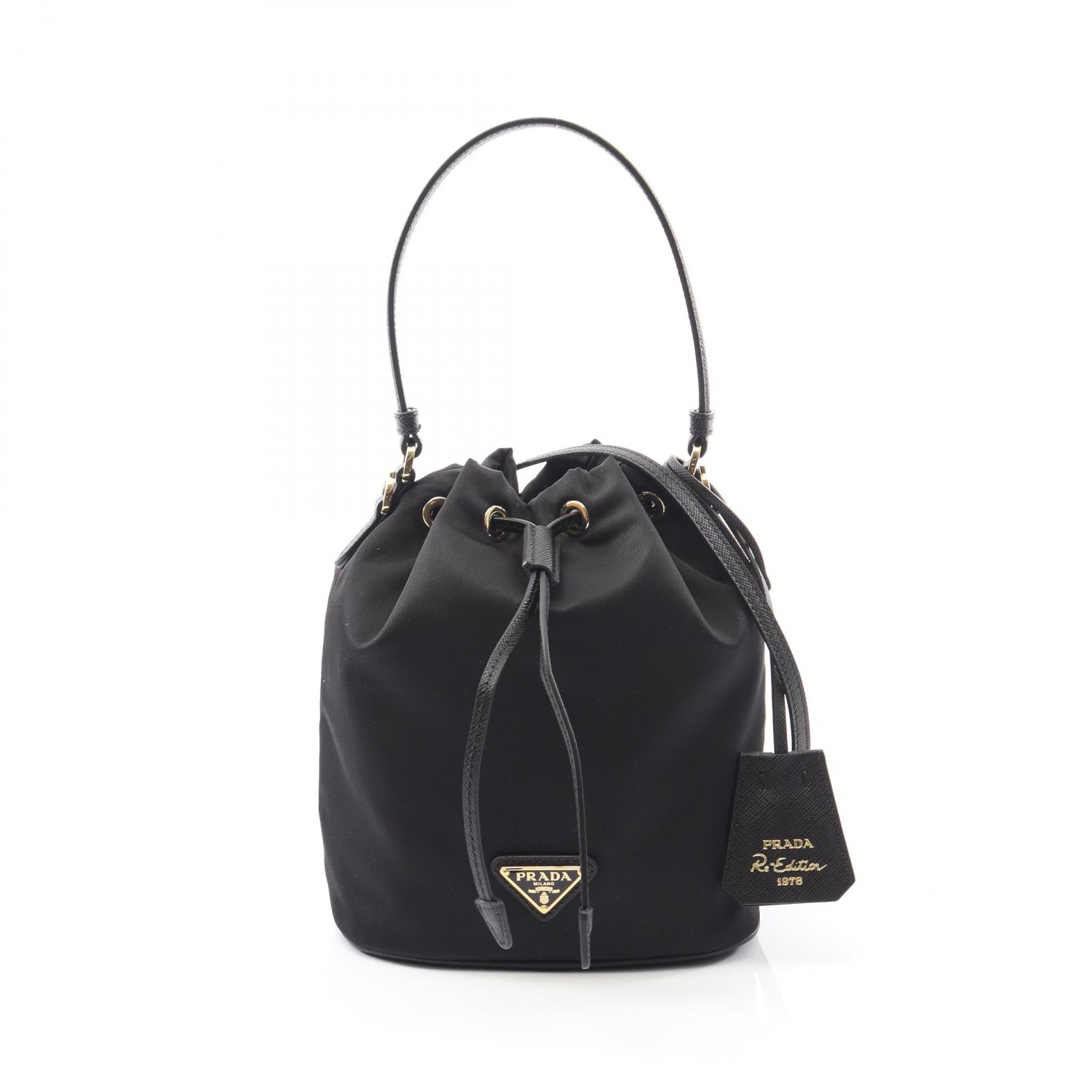 プラダ PRADA Re-Edition 1978 ハンドバッグ バッグ ナイロン サフィアーノレザー レディース ブラック系 1BE067RV44F0002 【新品】