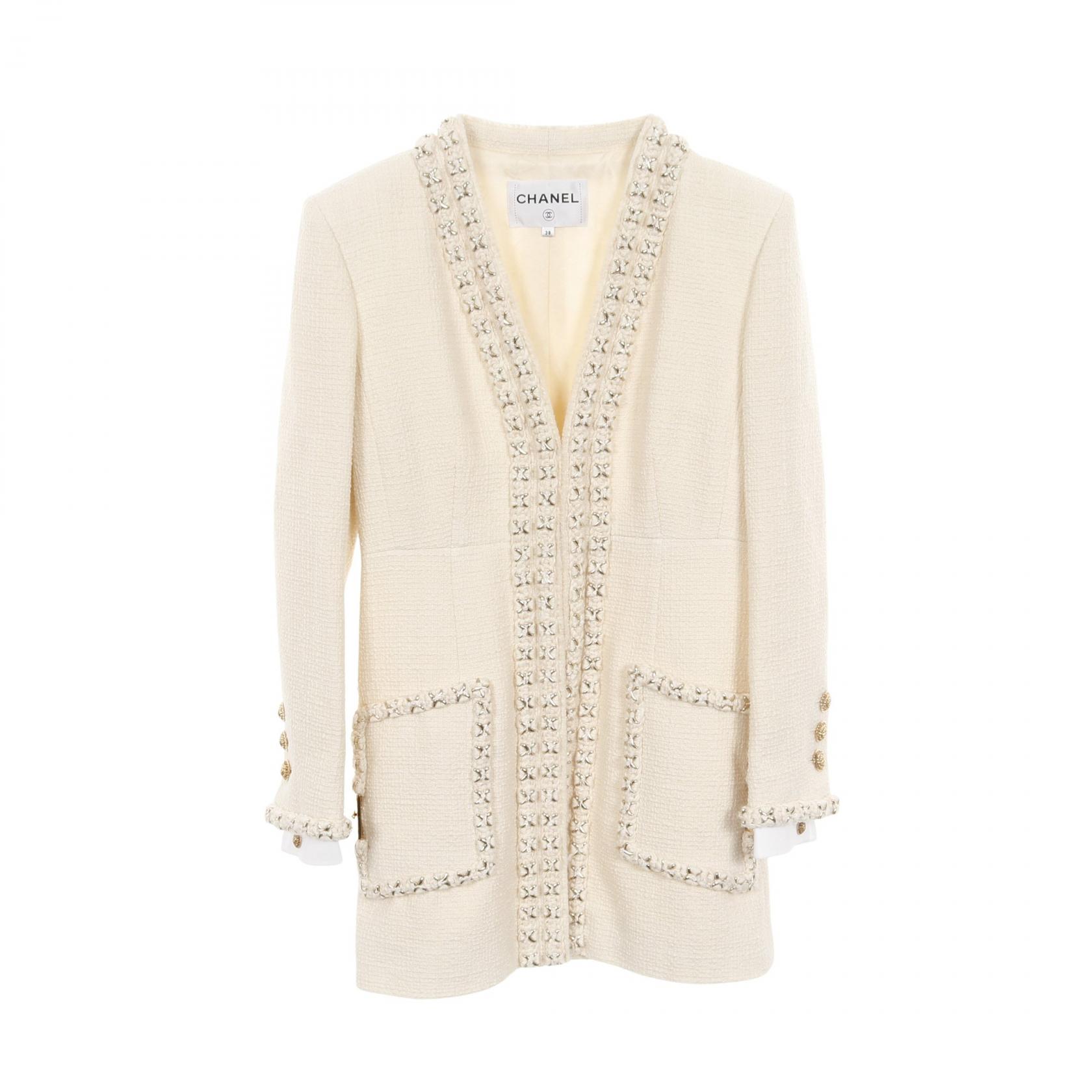 【20%OFFクーポン対象】シャネル CHANEL メティエダール リッツ ??パリ ツイード 衣料品 アウター ウール レディース アイボリー系 【中古】