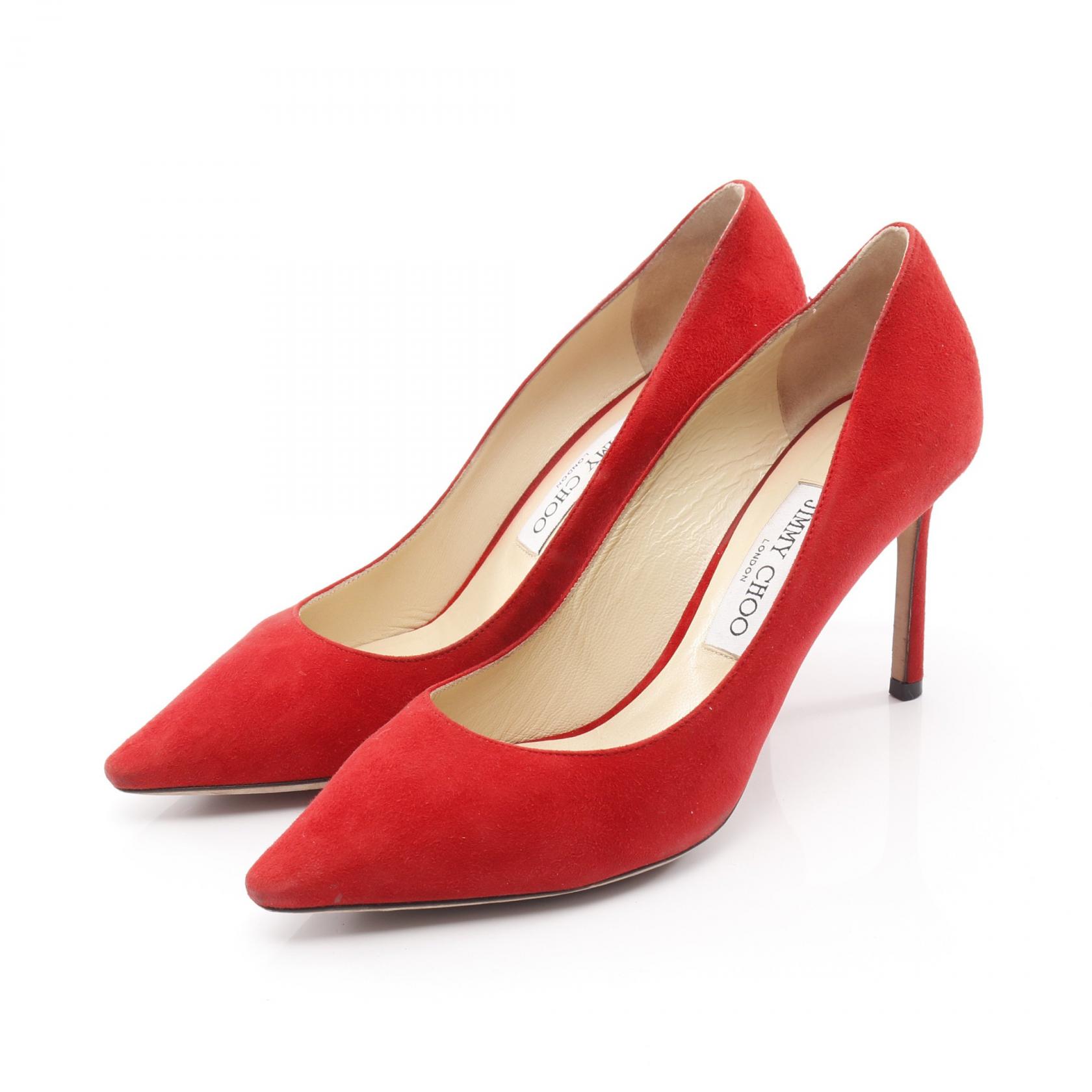 《全品5%クーポン×P5倍》ジミーチュウ JIMMY CHOO パンプス 靴 スウェード レディース レッド系 【中古】