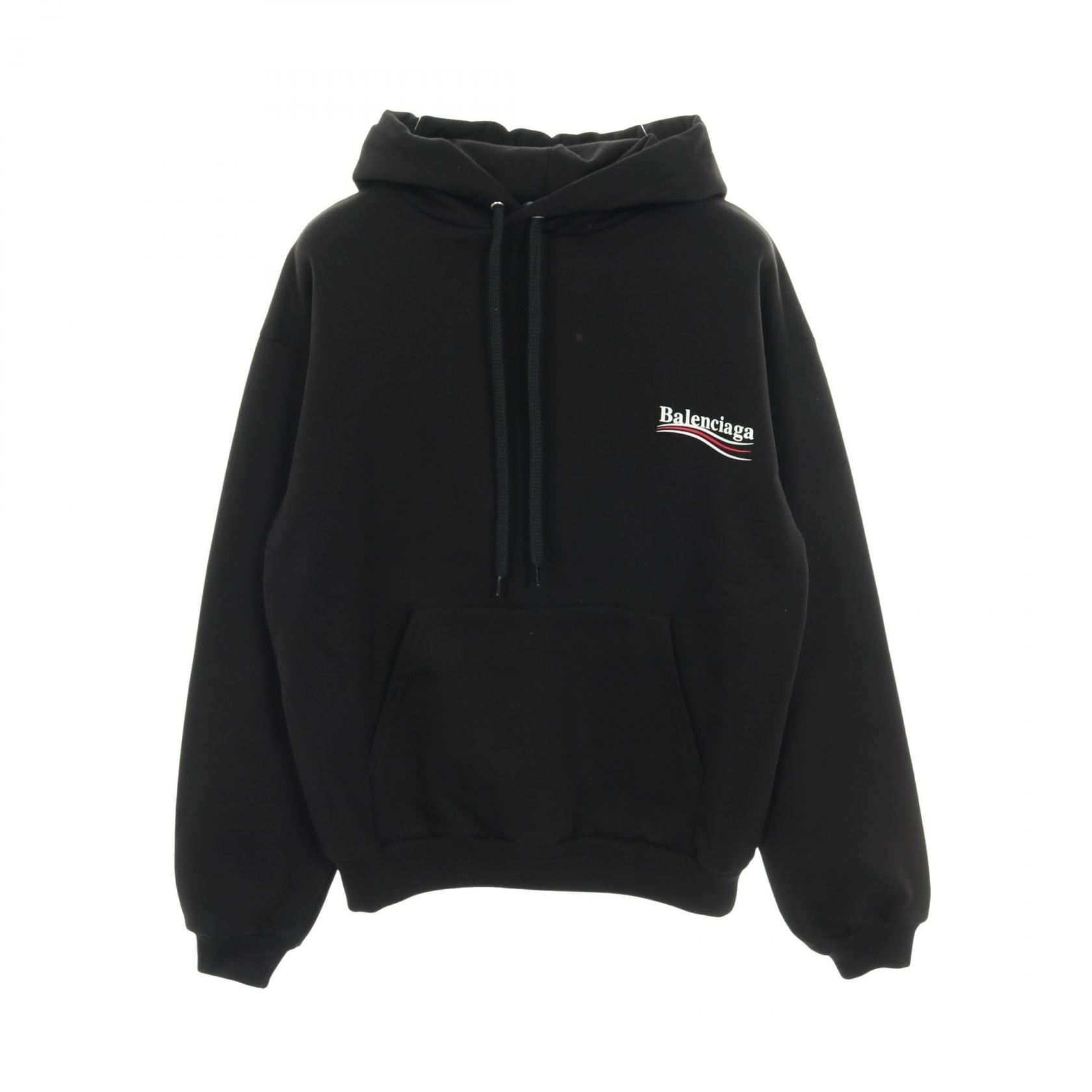 【ポイント5倍／～4/10(金)23:59】バレンシアガ BALENCIAGA キャンペーンロゴ パーカー 衣料品 トップス コットン メンズ ブラック系 556145 【中古】 49,800円