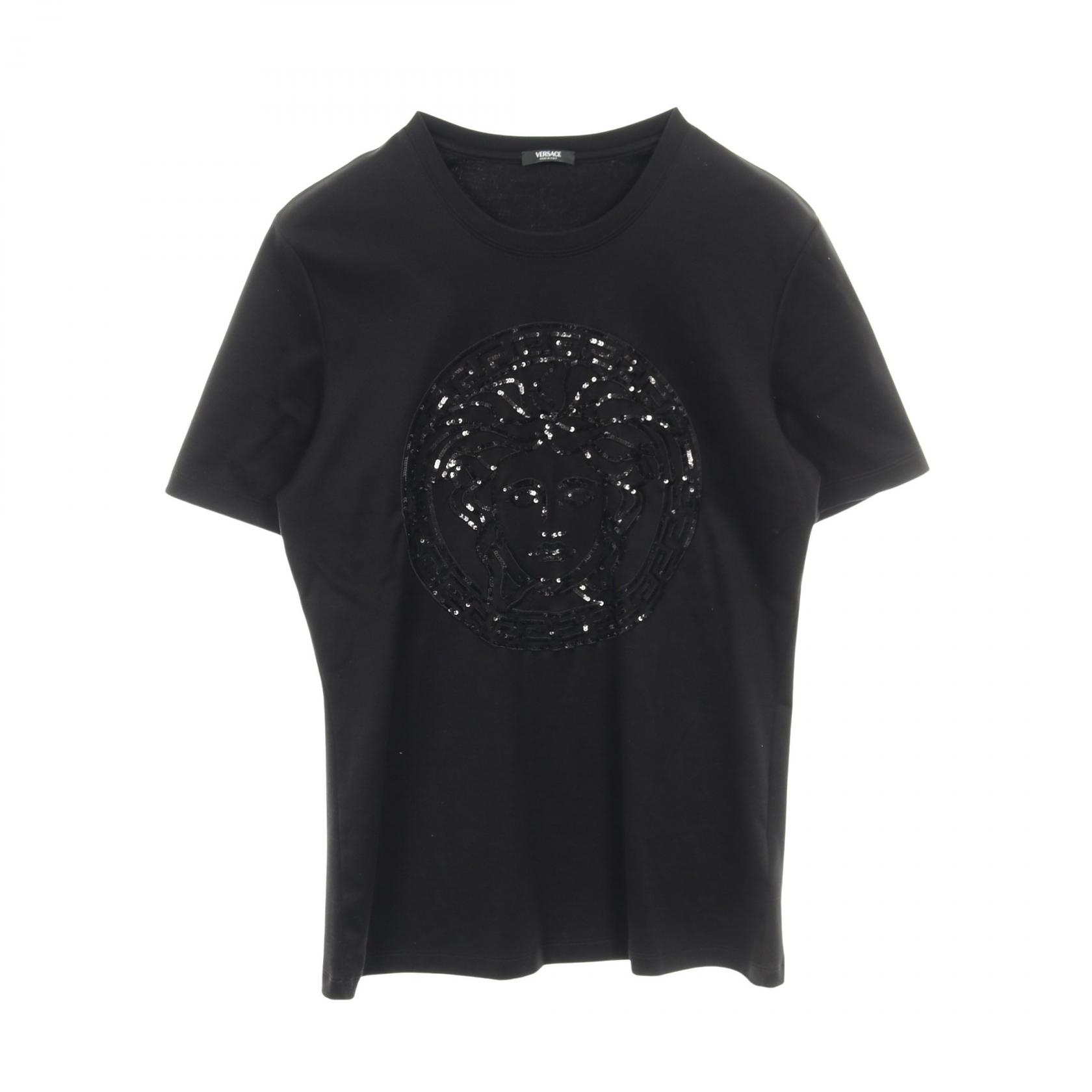 【20%OFFクーポン対象】ヴェルサーチ VERSACE メデューサ カットソー 衣料品 トップス コットン レディース ブラック系 【中古】