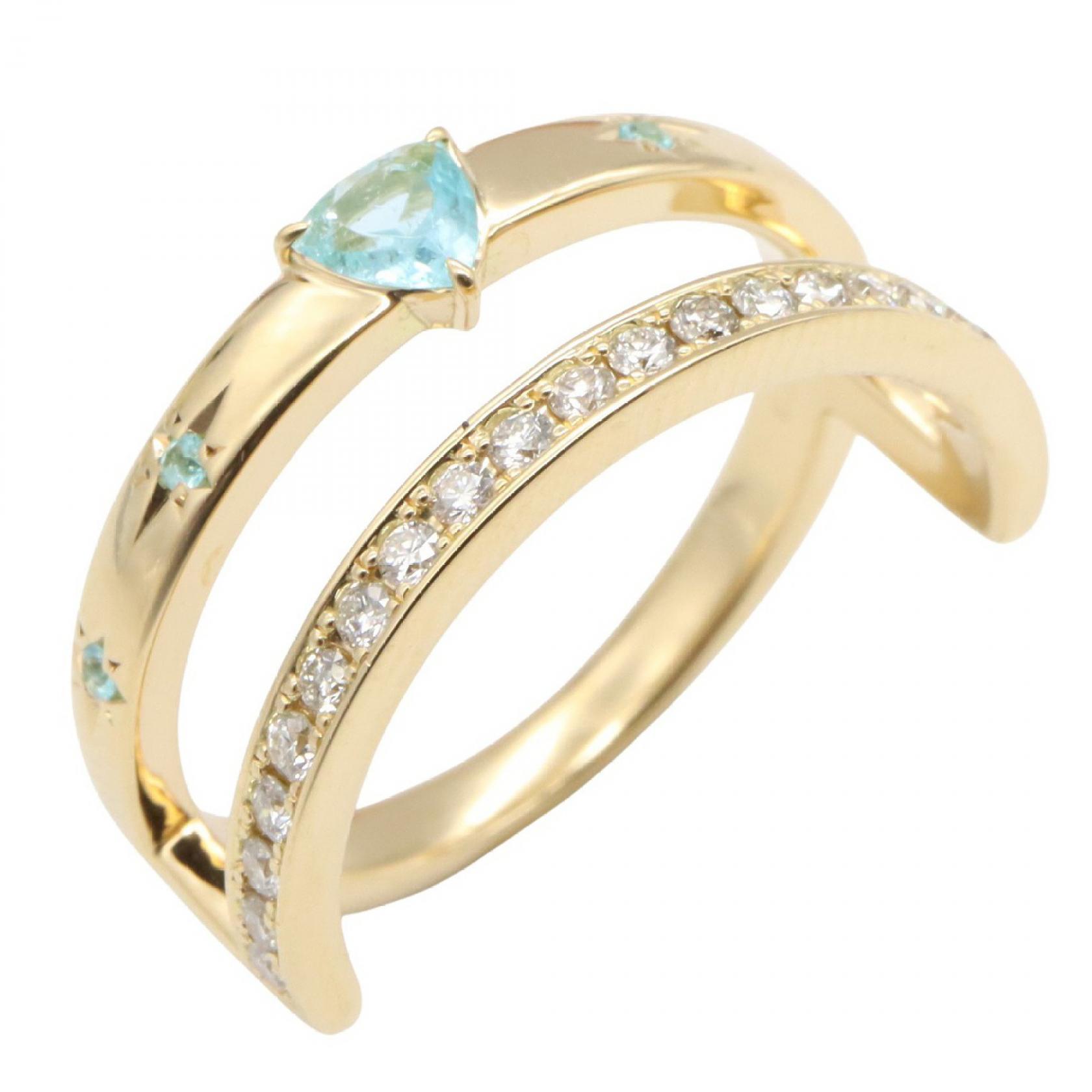 【SALE／2万円OFFクーポン】ジュエリー JEWELRY パライバトルマリン ダイヤモンド リング リング・指輪 ジュエリー K18（イエローゴールド） ダイヤモンド パライバトルマリン レディース ゴールド系 / ブルー系 / クリア系 ﾊﾟﾗｲﾊﾞﾄﾙﾏﾘﾝ 6.5g 【中古】