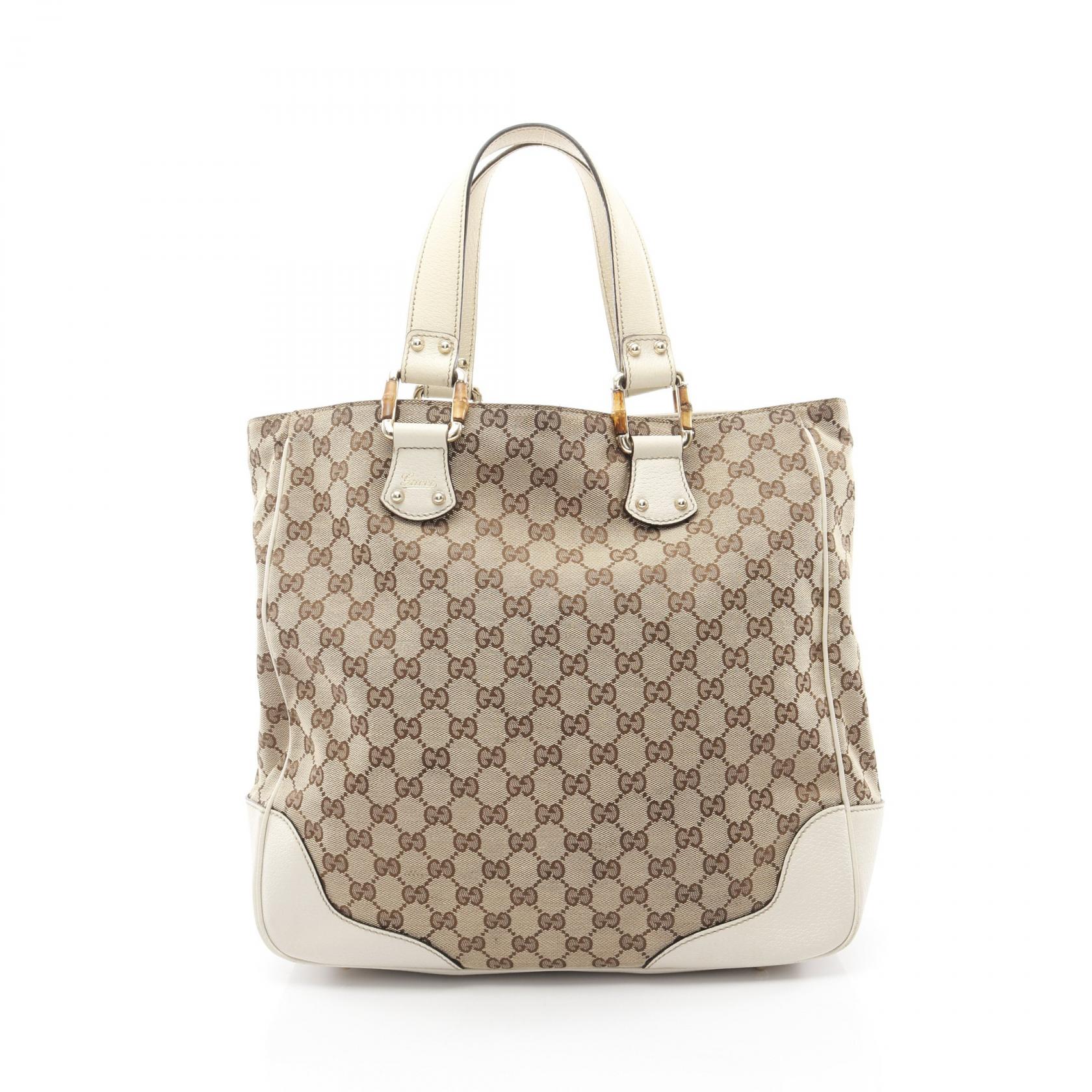 ≪15%OFFクーポン 7/19 20時~7/26 9:59≫グッチ GUCCI バンブー ホースビット GGキャンバス トートバッグ バッグ キャンバス レザー レディース ベージュ系 / ホワイト系 154375 【中古】|Mike Museum
