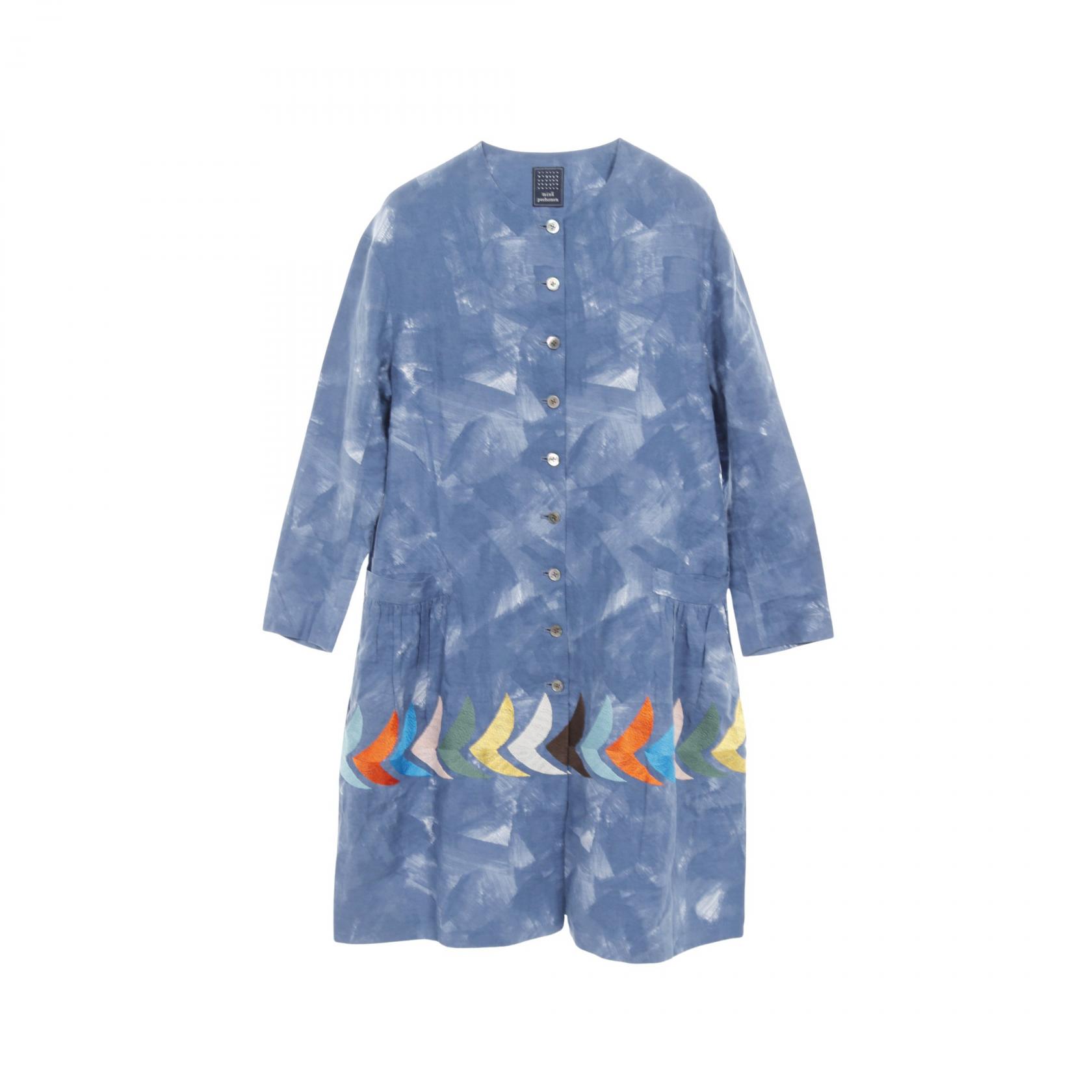 ミナペルホネン mina perhonen atmosphere + bird 衣料品 アウター ファブリック レディース ブルー系 / マルチカラー 【中古】