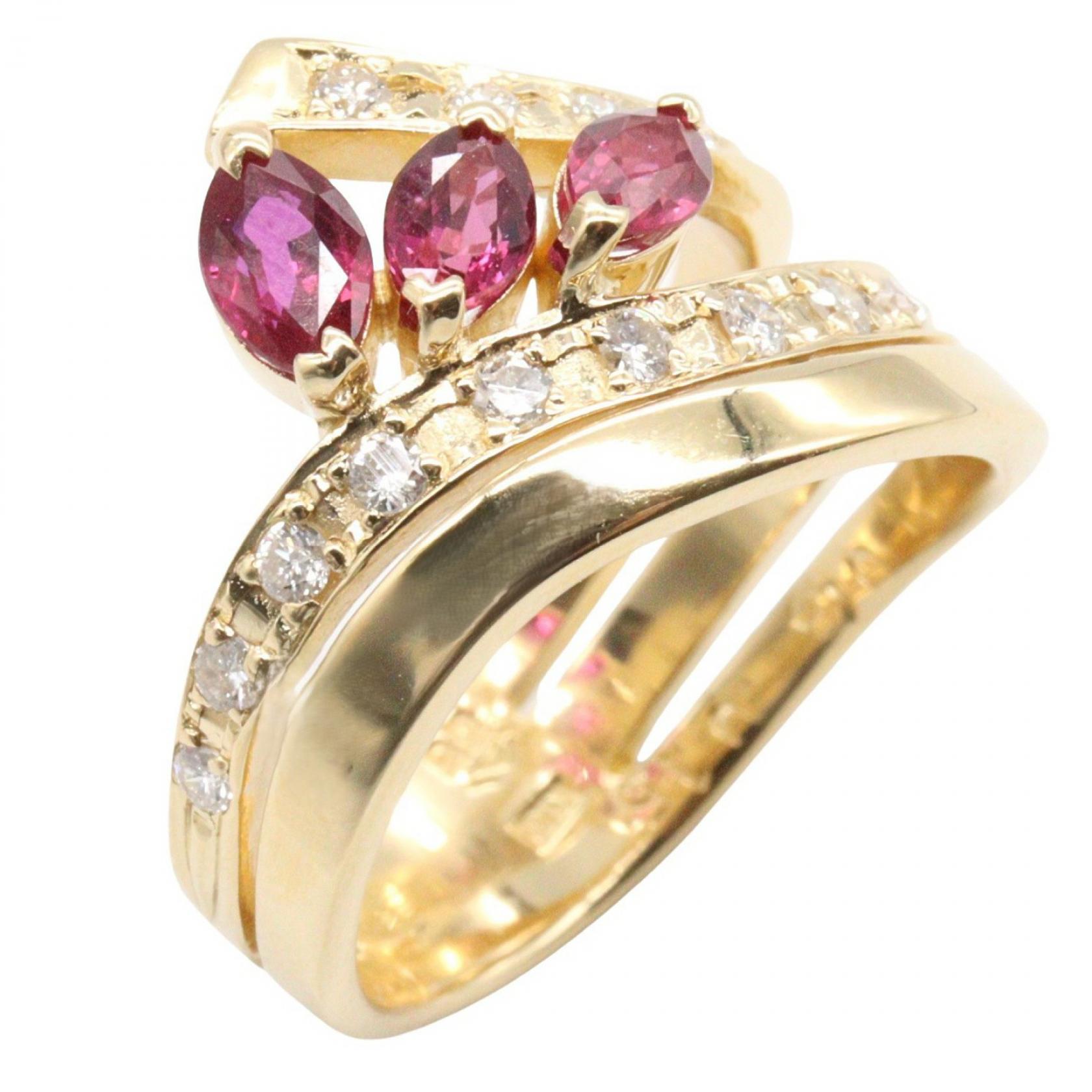 【15%OFFクーポン対象】ジュエリー JEWELRY 翁淳 リング リング・指輪 ジュエリー K18（イエローゴールド） ダイヤモンド 色石 レディース ゴールド系 / レッド系 / クリア系 翁淳 6.1g 【中古】