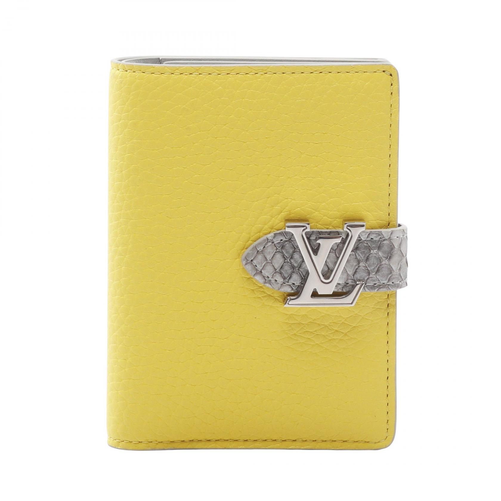《全品5%クーポン×P5倍》ルイ・ヴィトン LOUIS VUITTON LVヴェルティカル ウォレット コンパクト トニックレモン 二つ折り財布 財布 エキゾチックレザー トリヨンレザー トリヨンレザー レディース イエロー系 / グレー系 N89118 【中古】