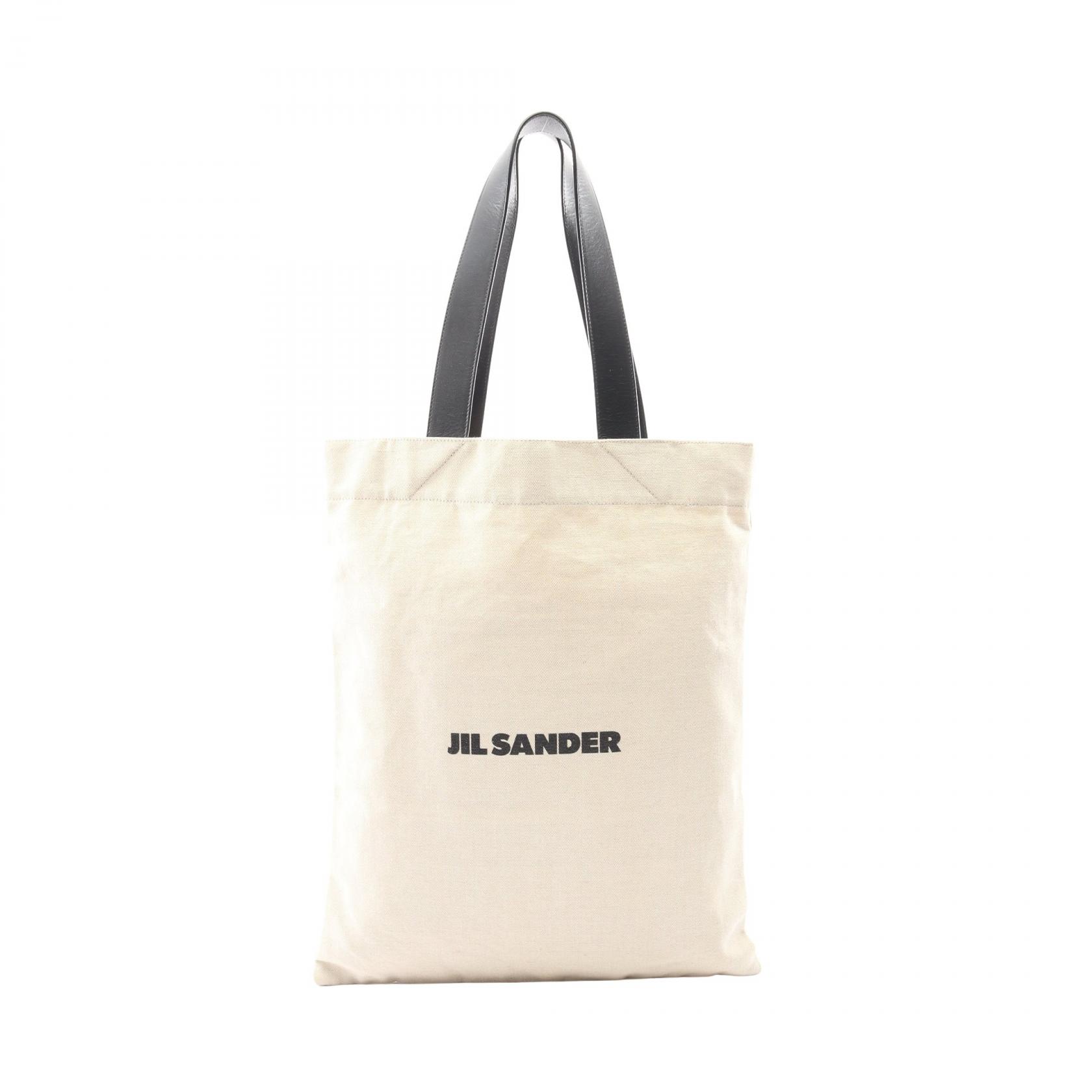 【20%OFFクーポン対象】ジルサンダー JIL SANDER トートバッグ バッグ キャンバス レザー レディース ベージュ系 / ブラック系 JSPP850342 【中古】