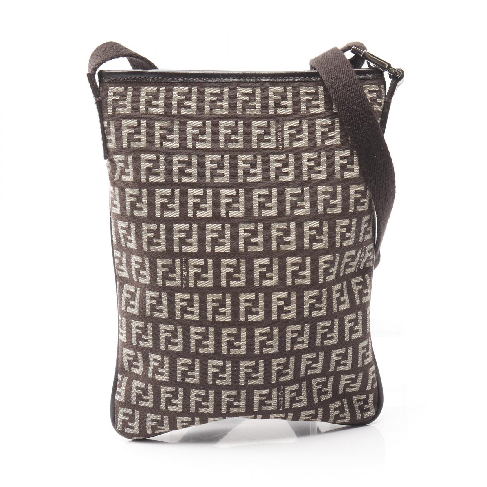 【ポイント5倍／～4/10(金)23:59】フェンディ FENDI ズッキーノ ショルダーバッグ バッグ キャンバス レザー レディース ブラウン系 / ベージュ系 【中古】