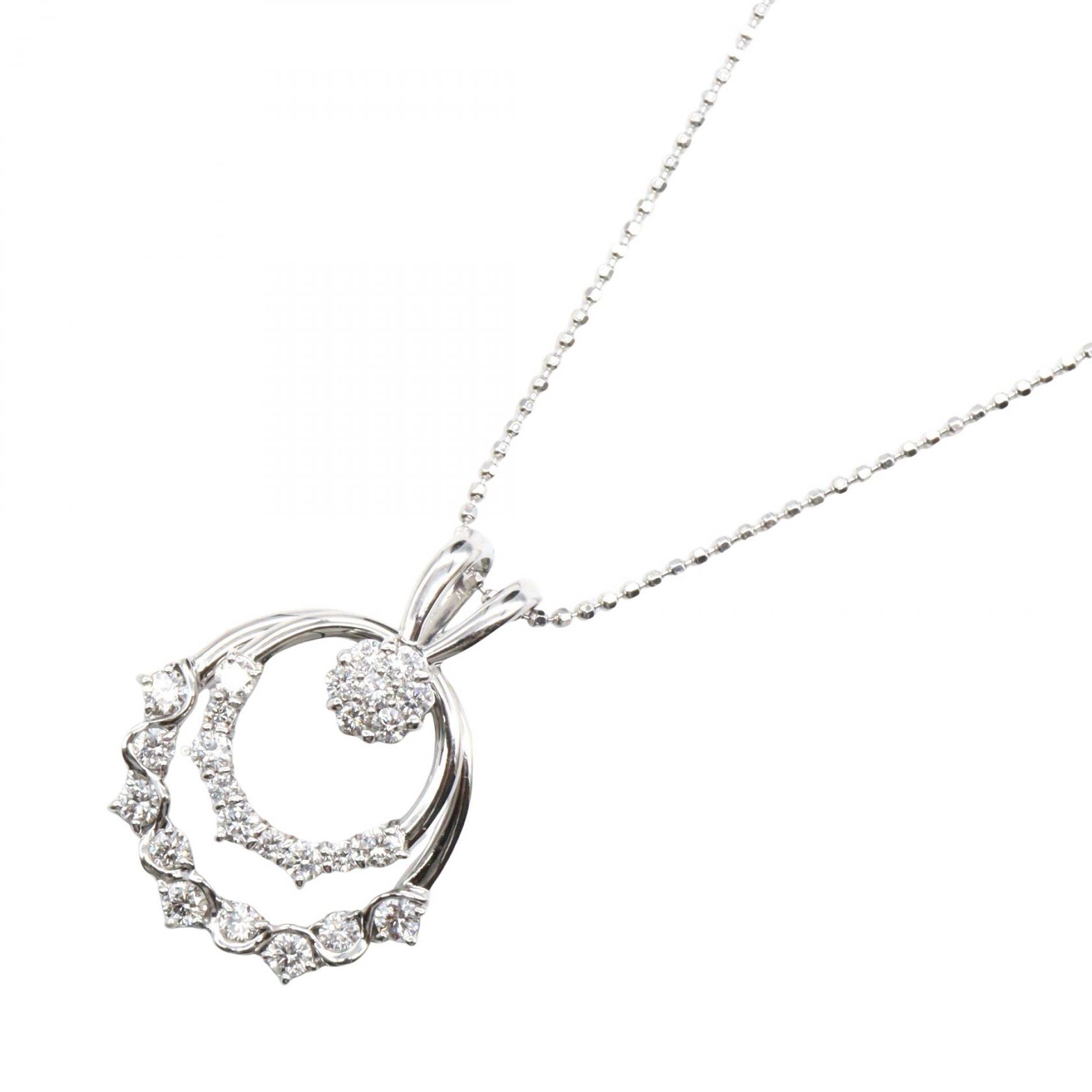 ≪10%OFFクーポン 7/19 20時～7/26 9:59≫ジュエリー JEWELRY ダイヤモンド ネックレス ネックレス ジュエリー K18WG（ホワイトゴールド） ダイヤモンド レディース シルバー系 ﾀﾞｲﾔ 7.9g 【中古】｜Mike Museum